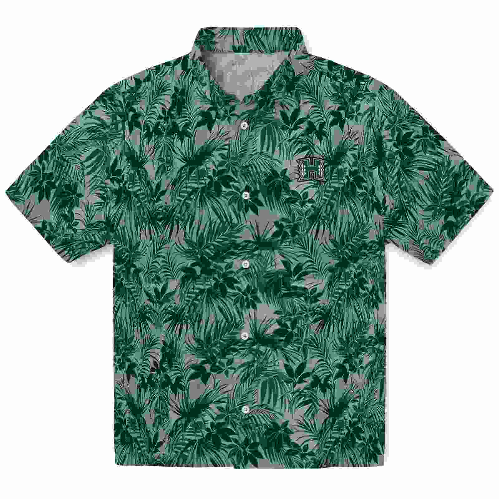 hawaii rainbow warriors leafy pattern green hawaiian shirt best selling