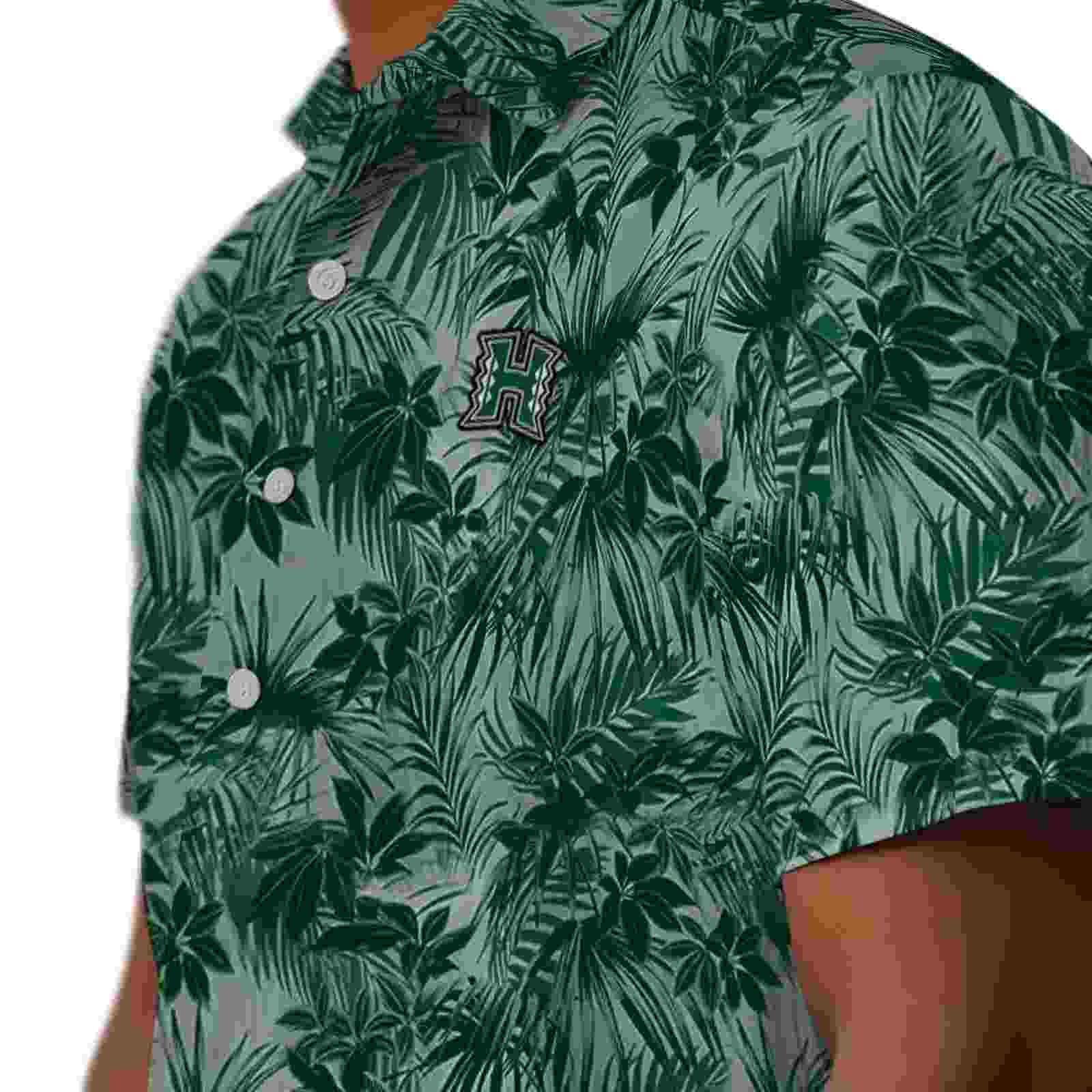 hawaii rainbow warriors leafy pattern green hawaiian shirt trendy