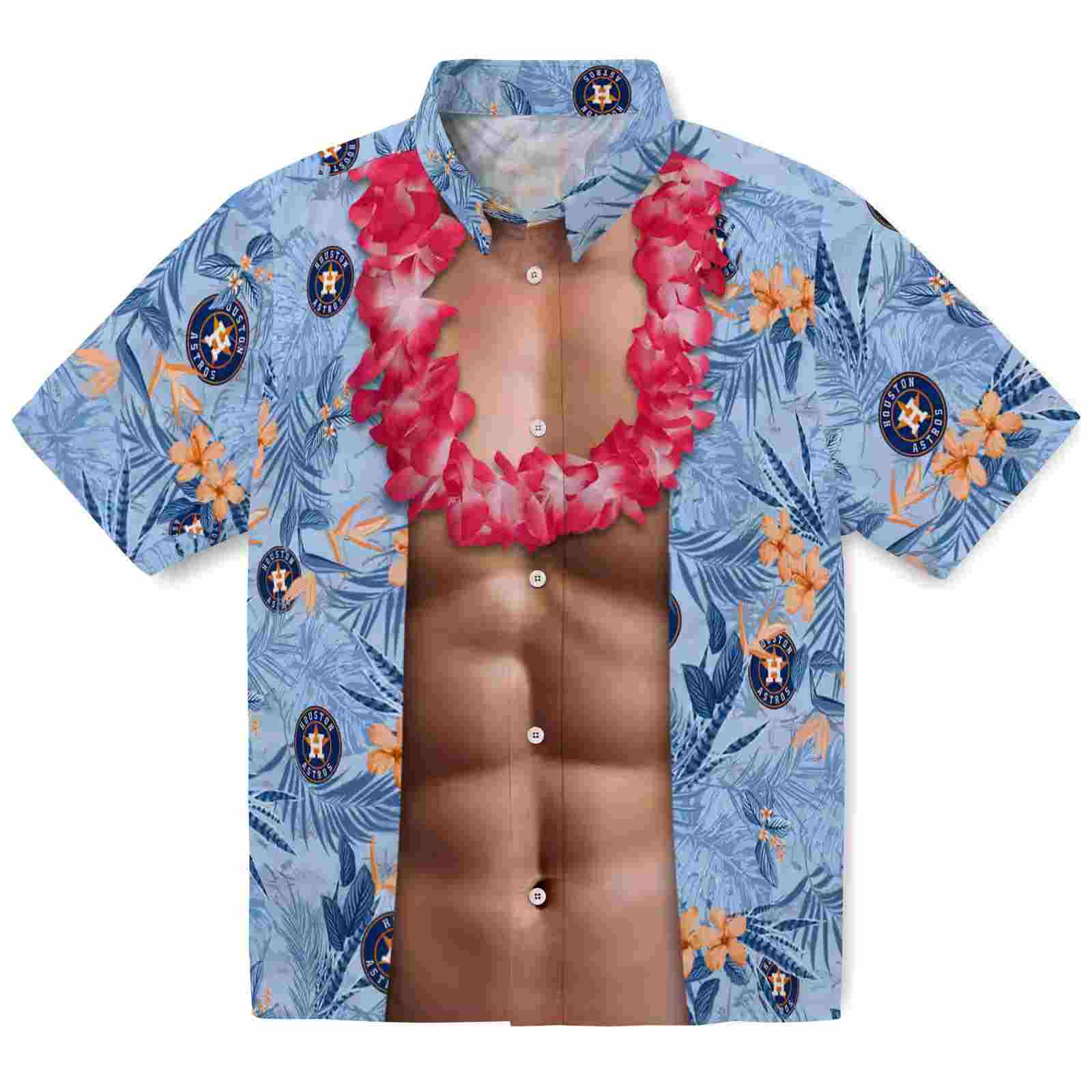 Houston Astros Chest Illusion Blue Hawaiian Shirt