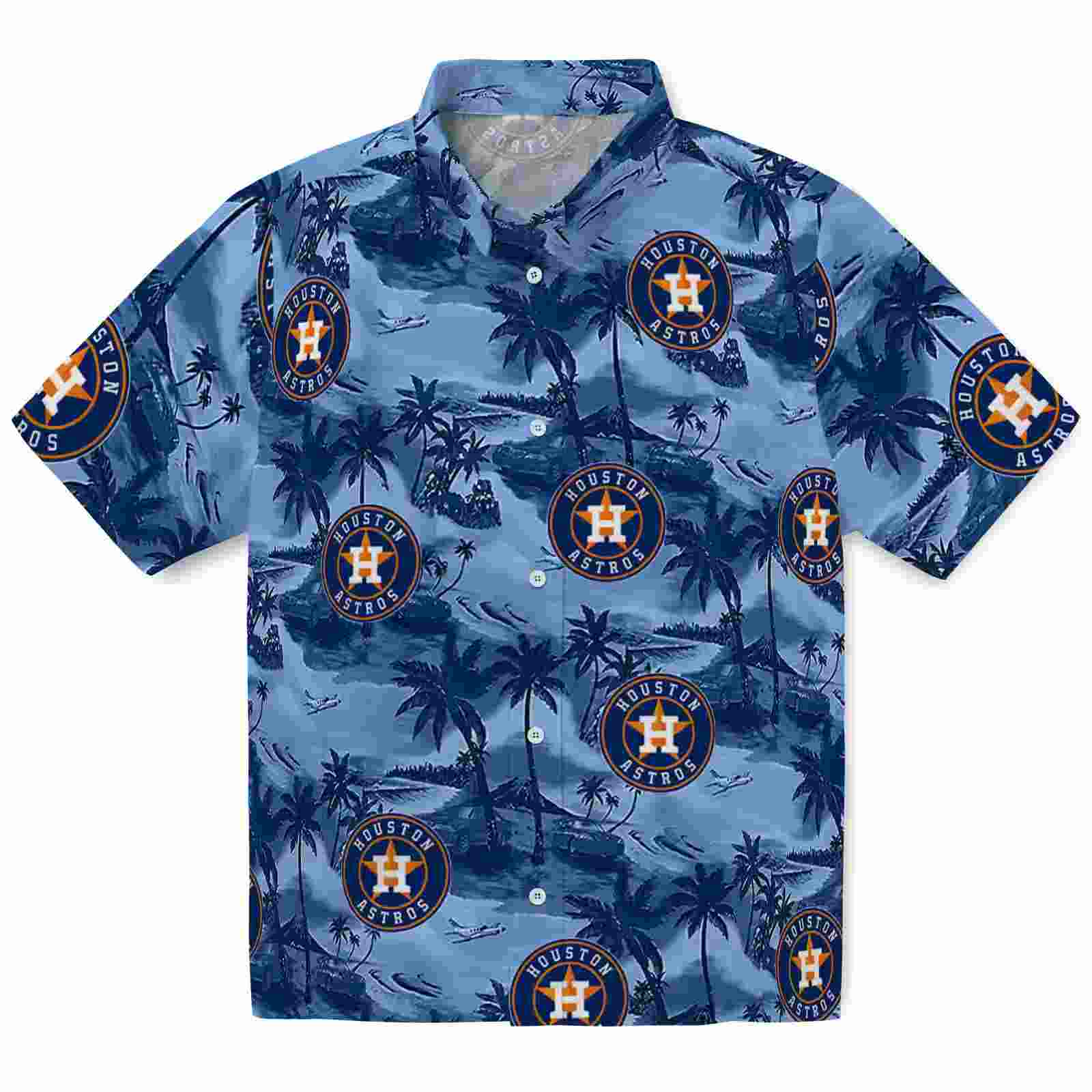 Houston Astros Coastal Palms Blue Hawaiian Shirt