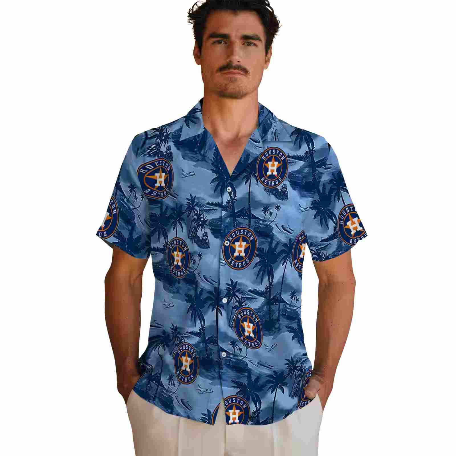 houston astros coastal palms blue hawaiian shirt fashion forward