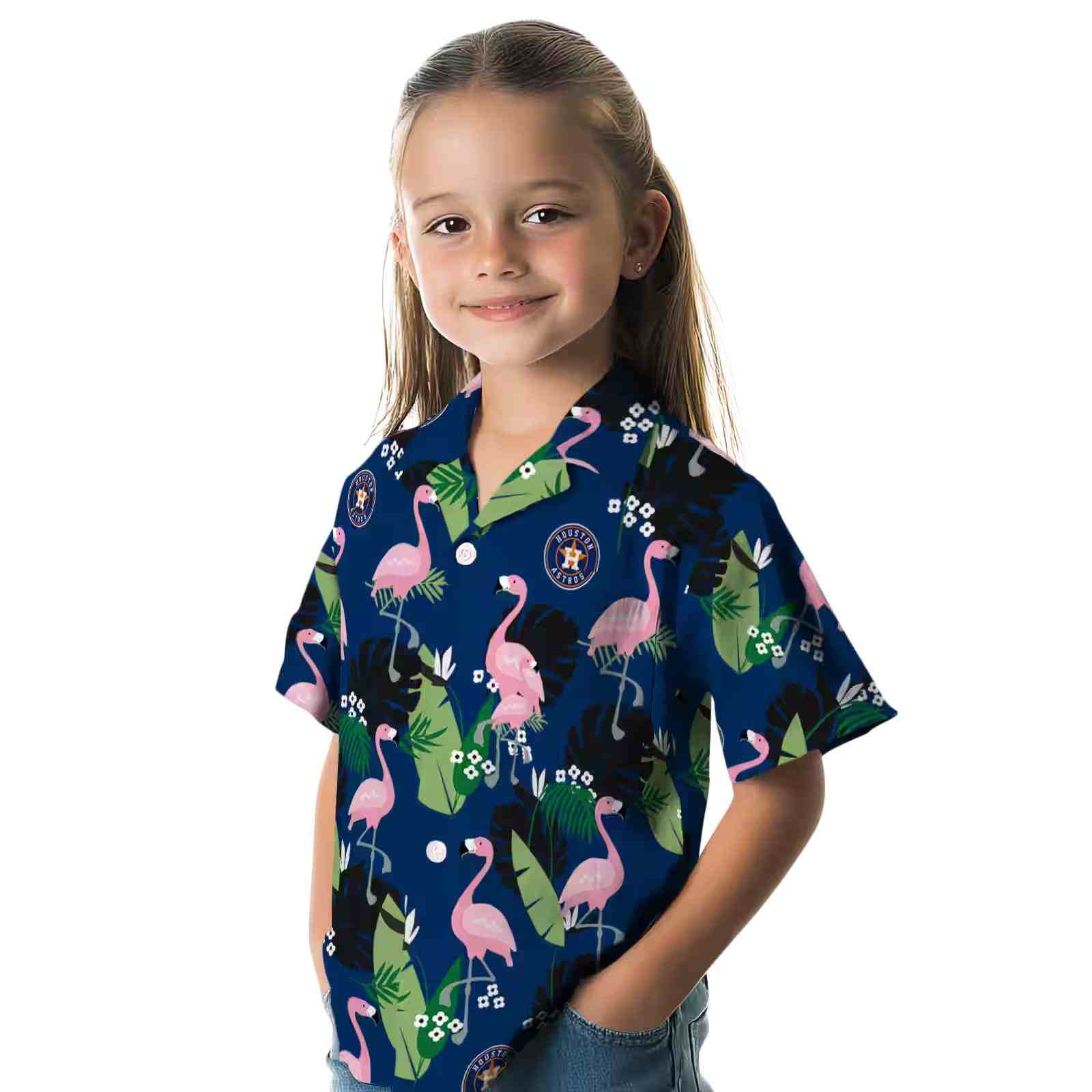 houston astros flamingo leaf motif blue hawaiian shirt premium grade