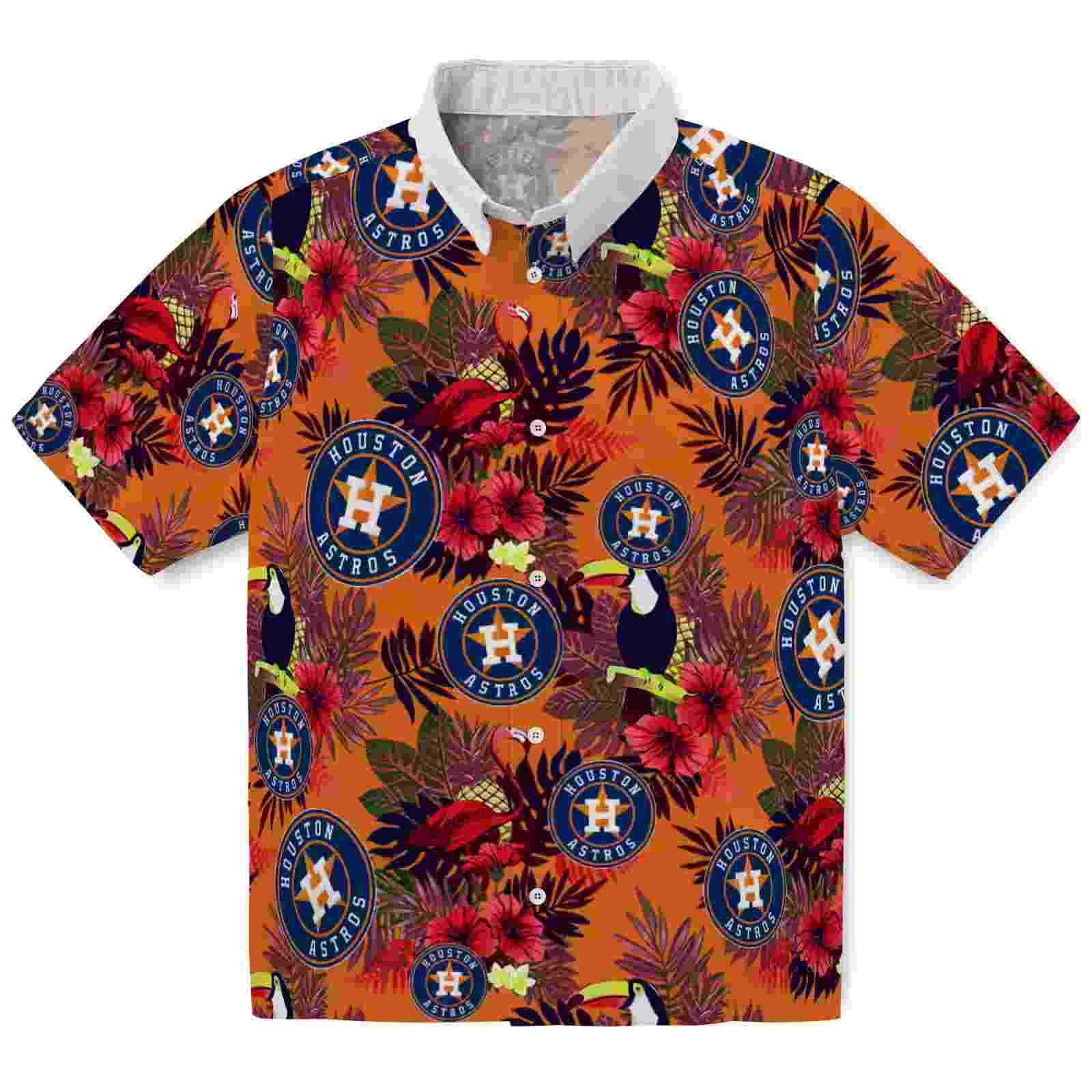 Houston Astros Floral Toucan Blue Red Hawaiian Shirt