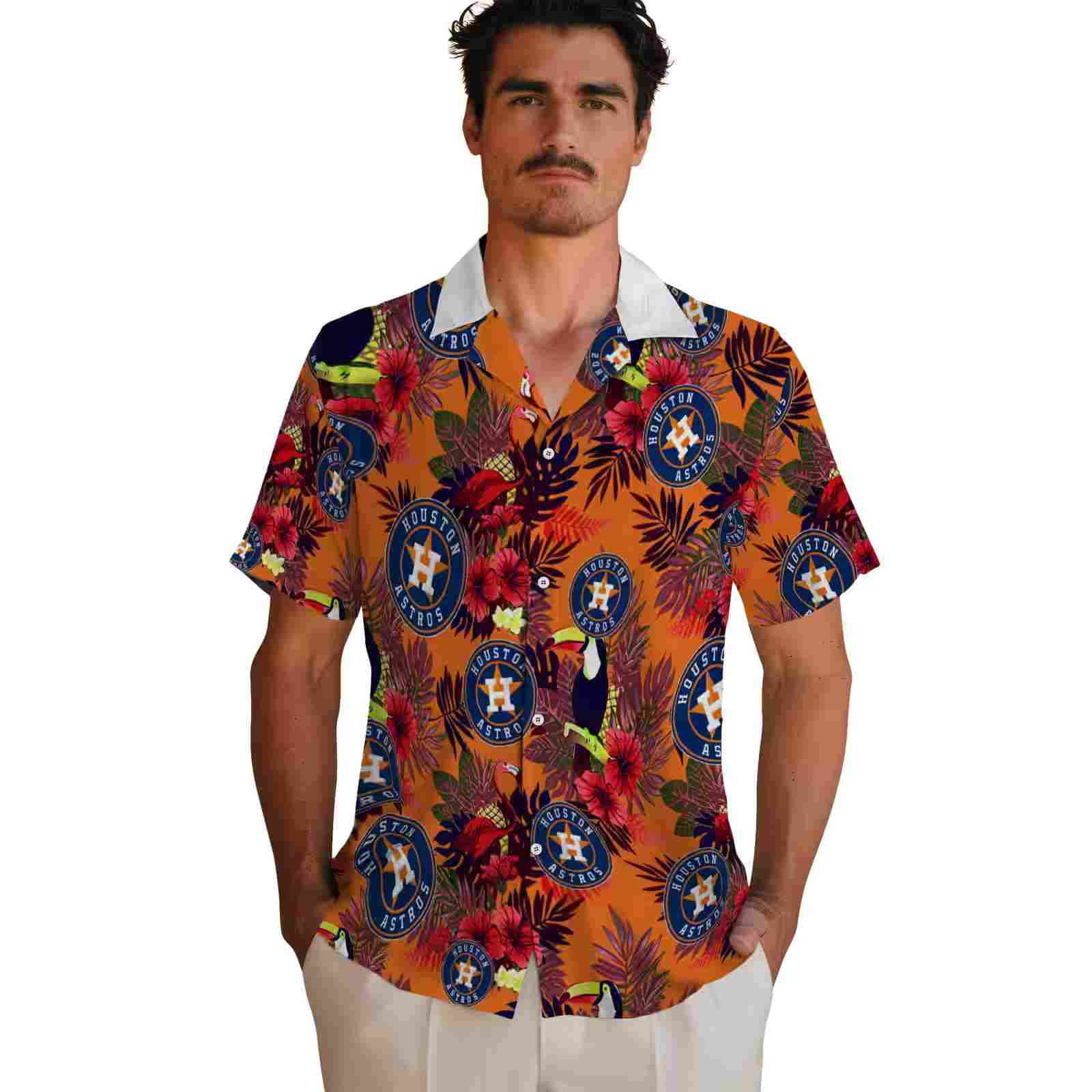 houston astros floral toucan blue red hawaiian shirt fashion forward