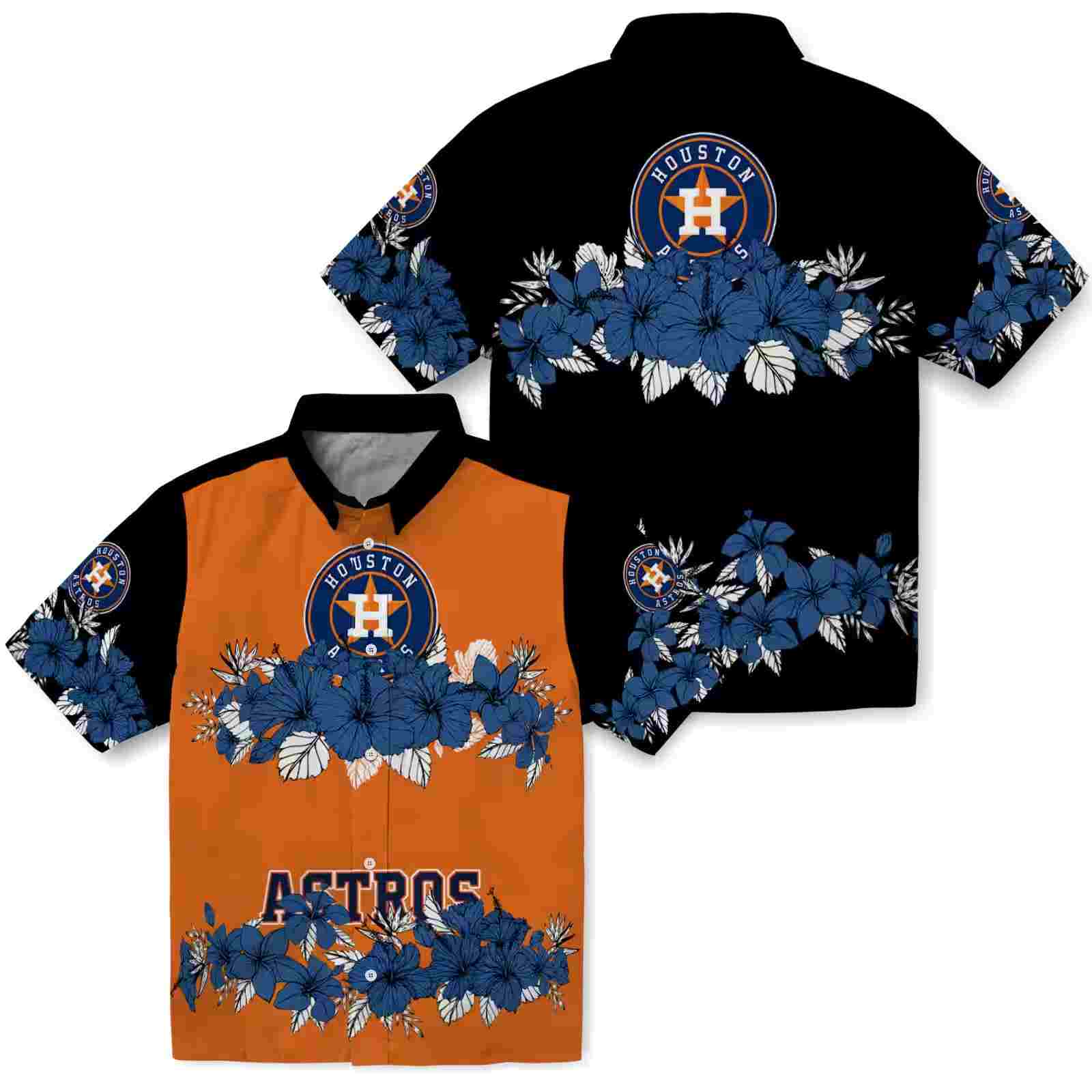 houston astros hibiscus stripe blue black hawaiian shirt high quality