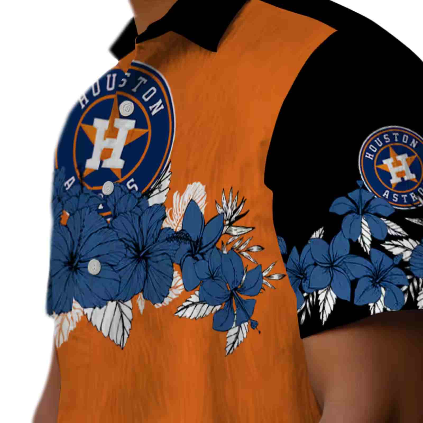 houston astros hibiscus stripe blue black hawaiian shirt trendy