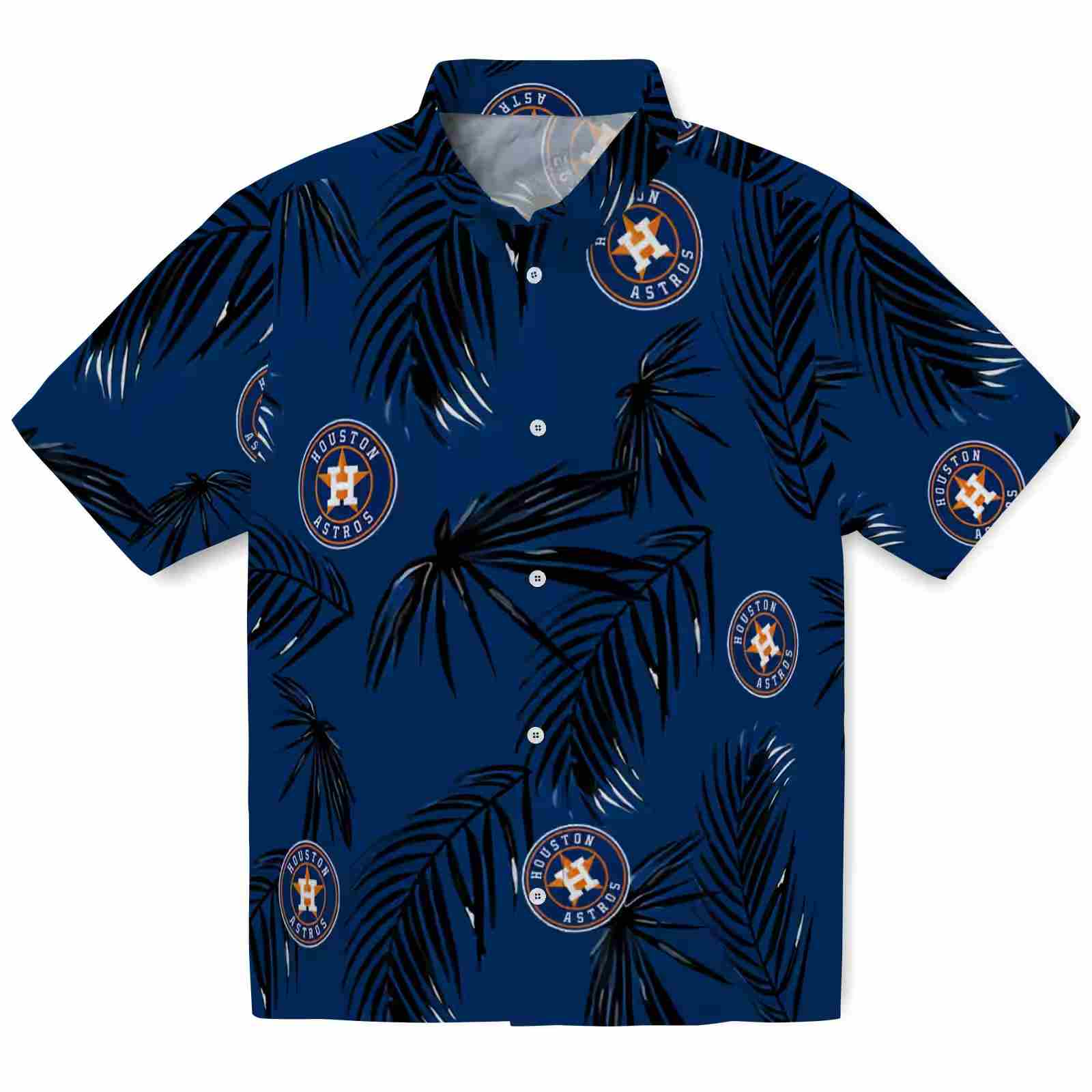 Houston Astros Palm Leaf Blue Hawaiian Shirt