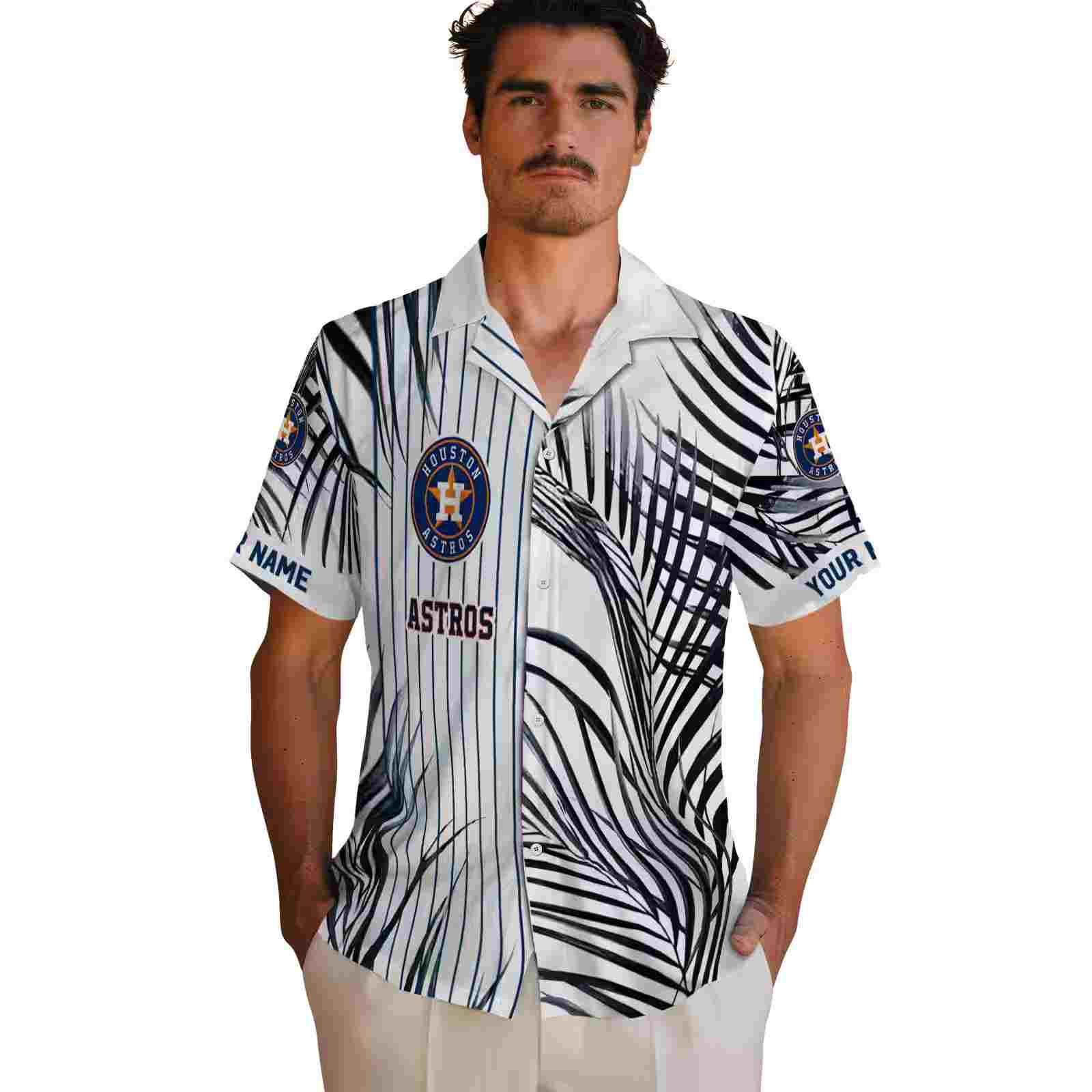 houston astros palm stripes blue black white hawaiian shirt fashion forward