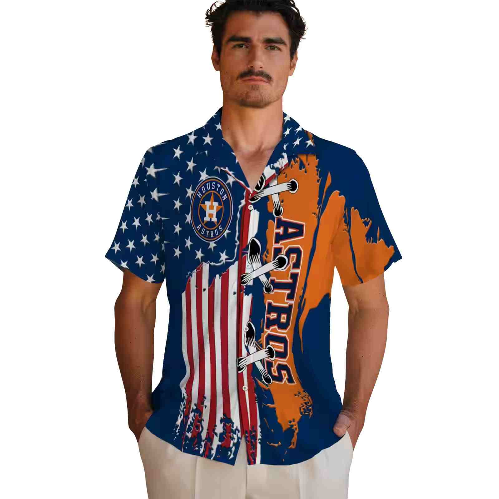 houston astros stitched flag blue hawaiian shirt fashion forward