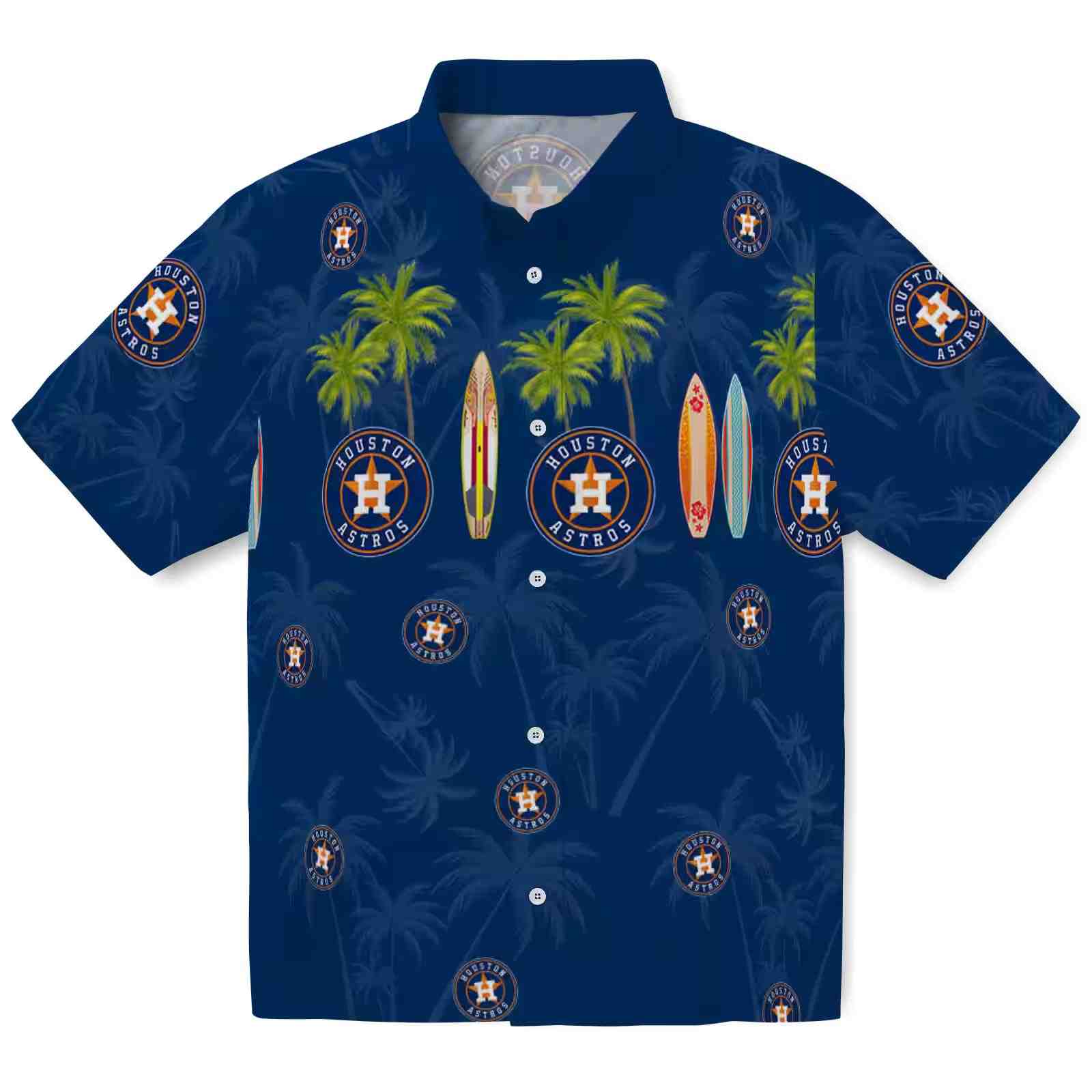 Houston Astros Surfboard Palm Blue Hawaiian Shirt