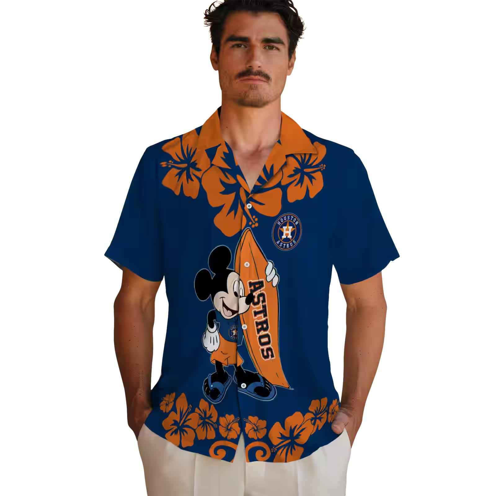 houston astros surfing mickey blue hawaiian shirt fashion forward