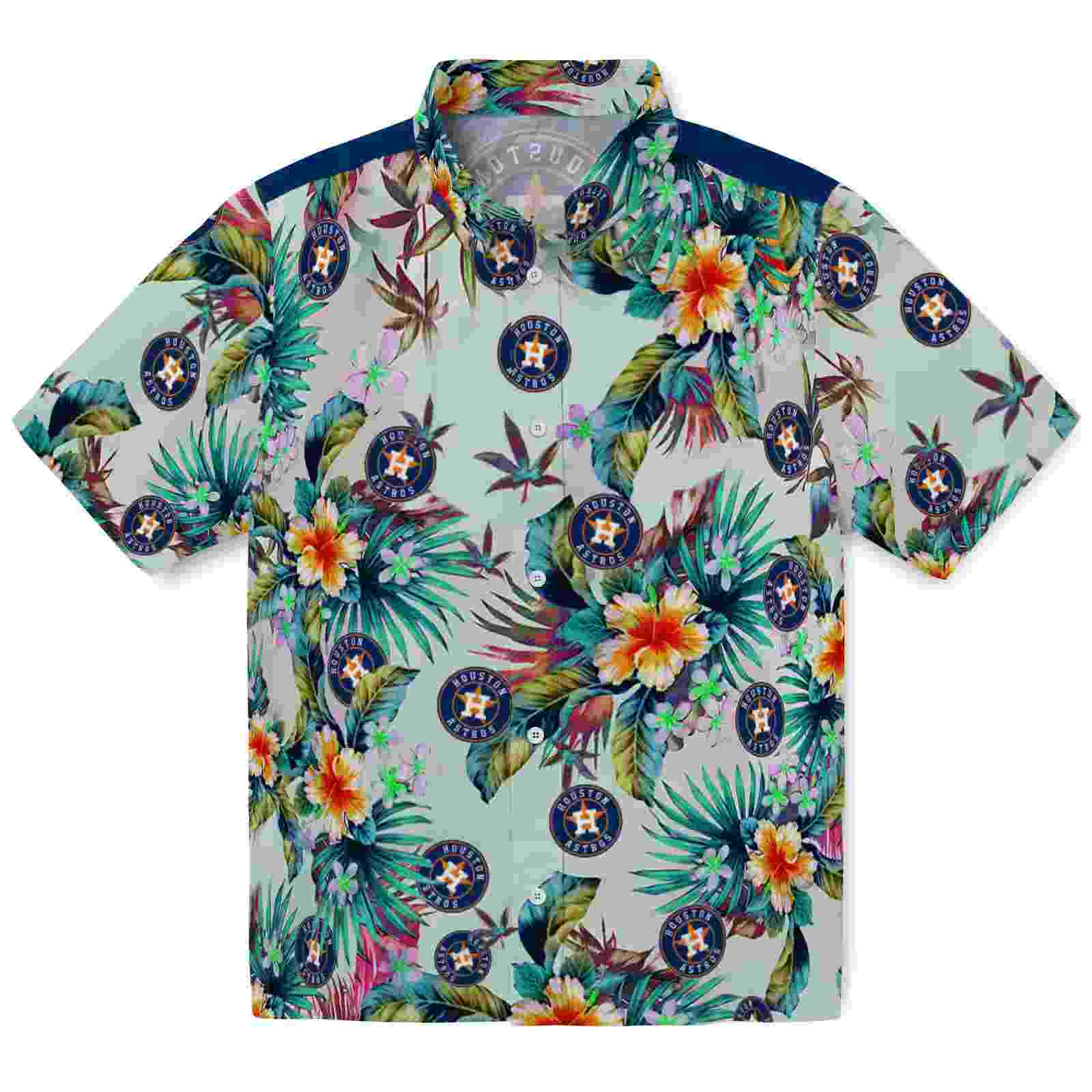 Houston Astros Tropical Foliage Green Hawaiian Shirt