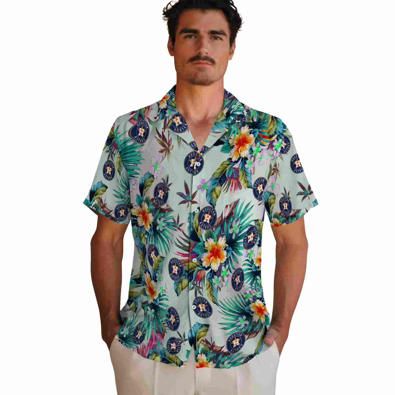 houston astros tropical foliage green hawaiian shirt fashion forward