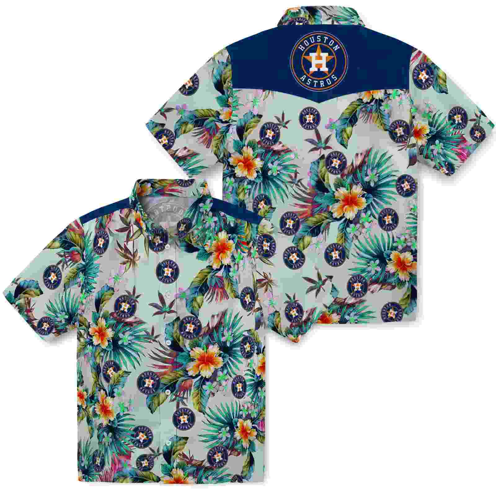 houston astros tropical foliage green hawaiian shirt high quality