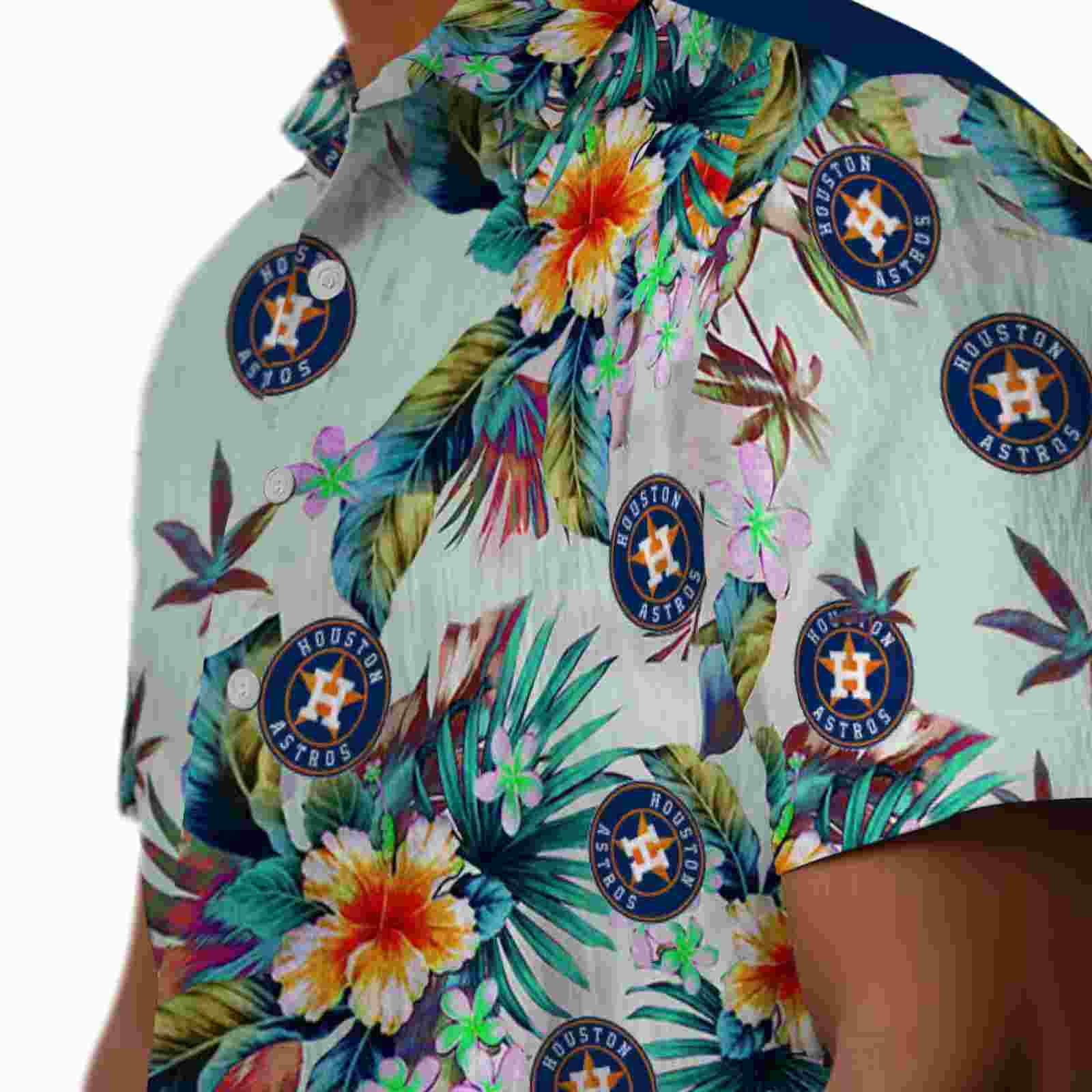 houston astros tropical foliage green hawaiian shirt trendy