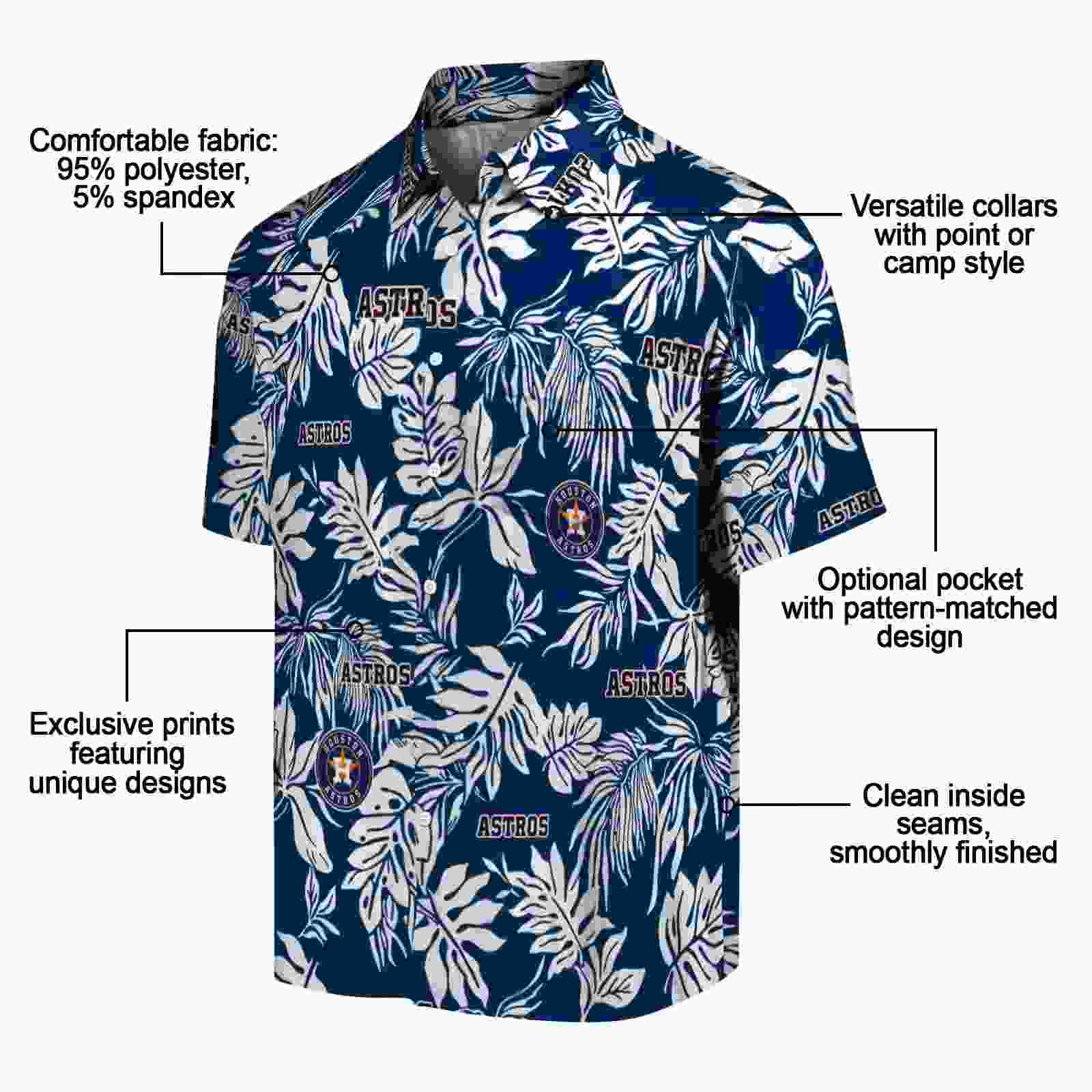 houston astros tropical leaf blue white hawaiian shirt new arrival