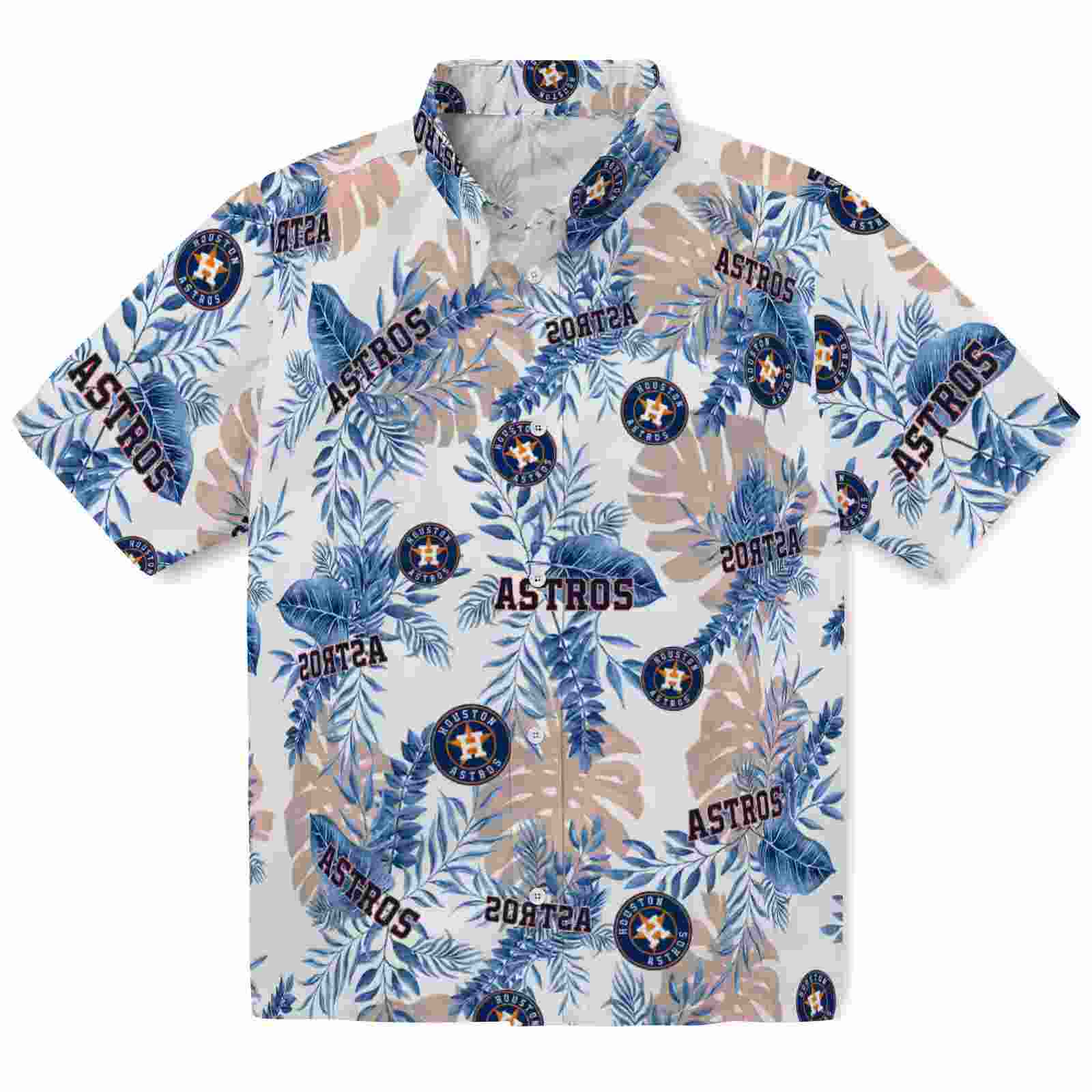 houston astros tropical leaves white hawaiian shirt best selling