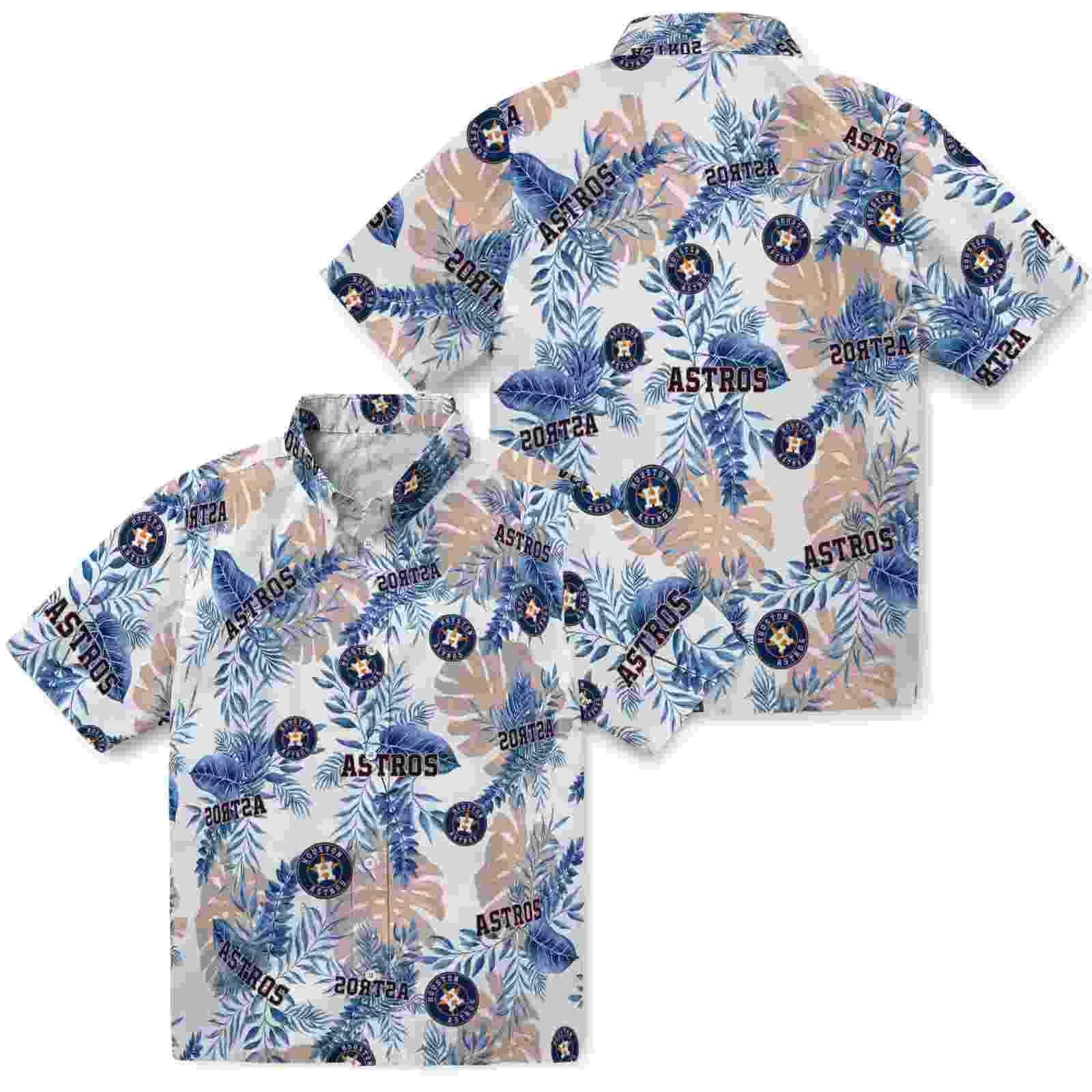 houston astros tropical leaves white hawaiian shirt high quality