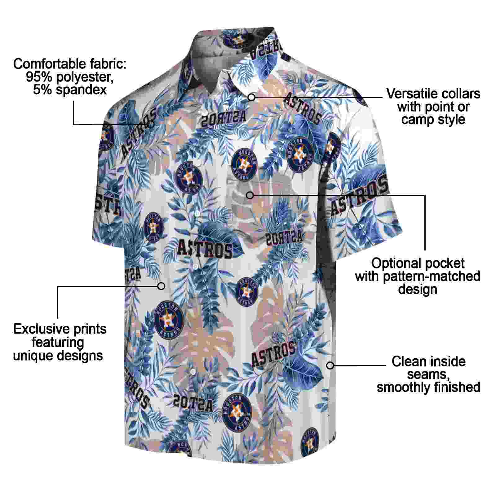 houston astros tropical leaves white hawaiian shirt new arrival