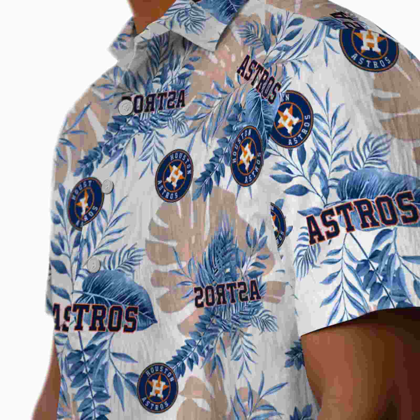 houston astros tropical leaves white hawaiian shirt trendy