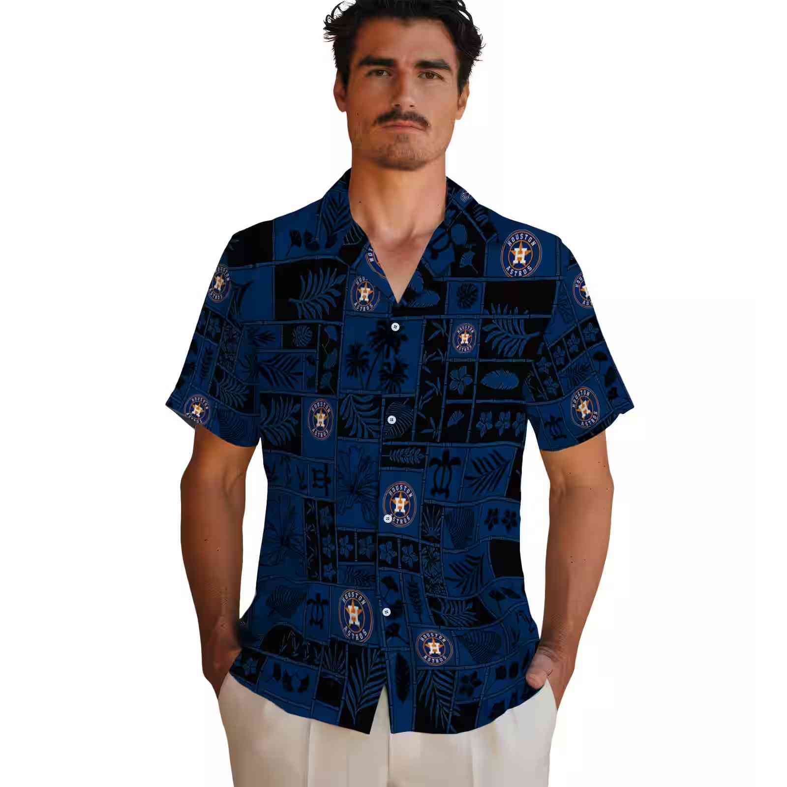 houston astros tropical patchwork blue black hawaiian shirt fashion forward