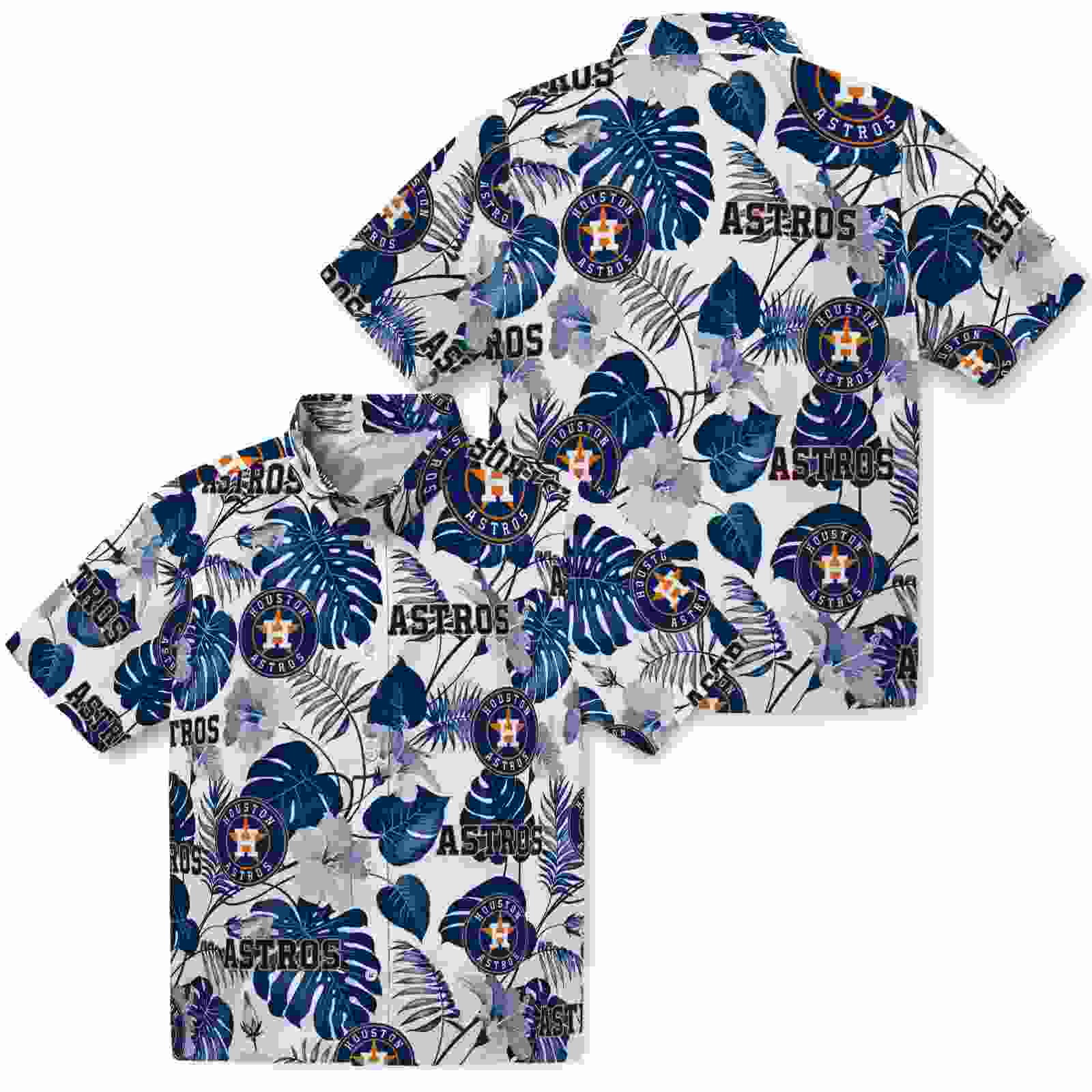 houston astros tropical plants blue white hawaiian shirt high quality