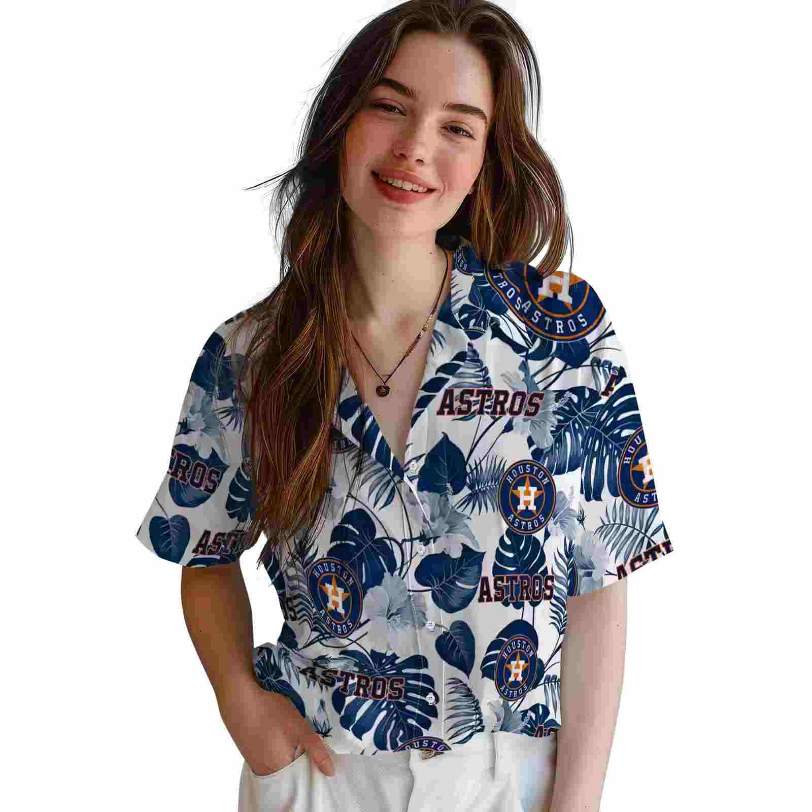 houston astros tropical plants blue white hawaiian shirt latest model