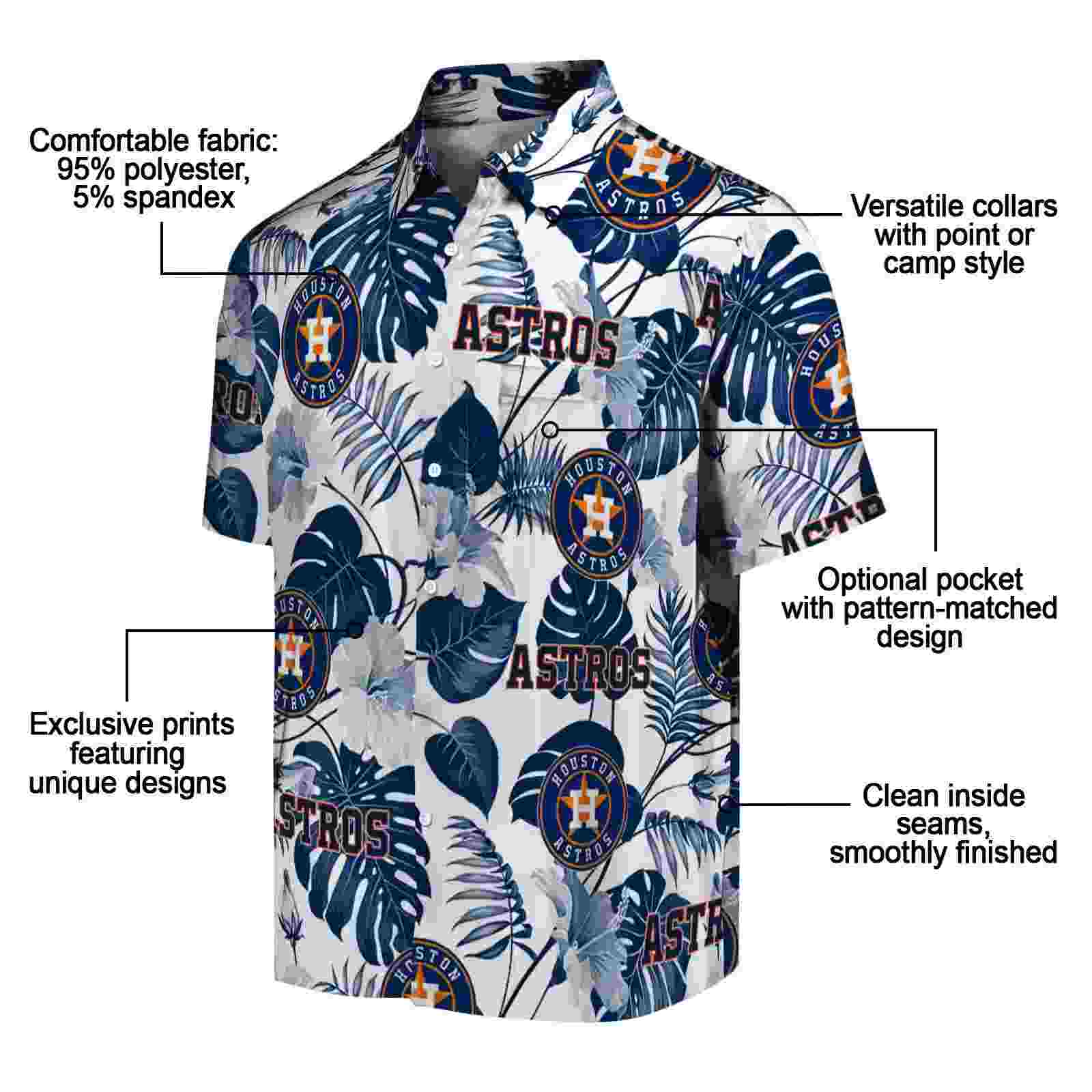 houston astros tropical plants blue white hawaiian shirt new arrival