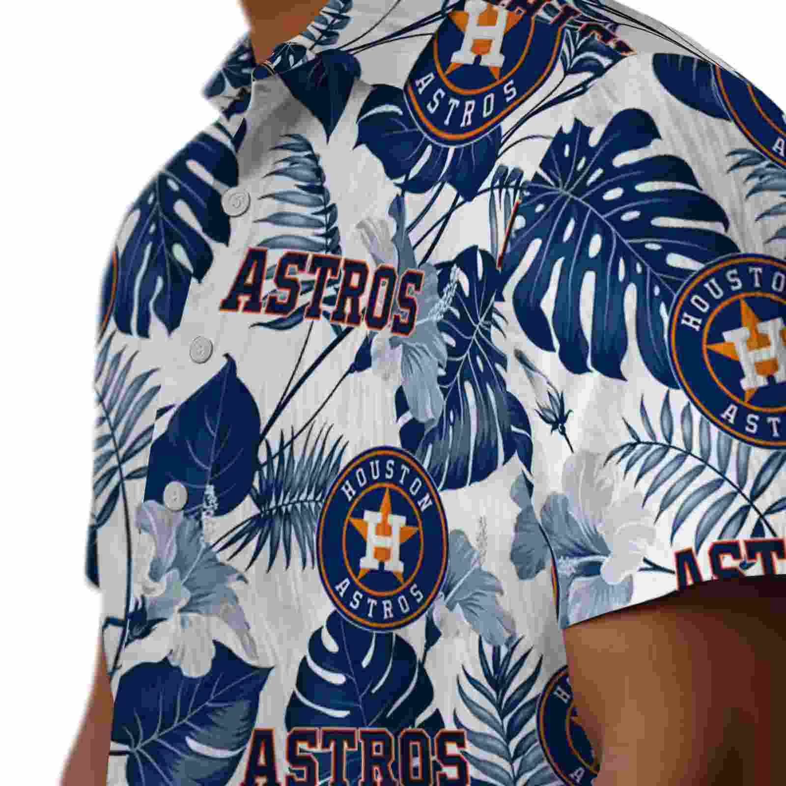 houston astros tropical plants blue white hawaiian shirt trendy