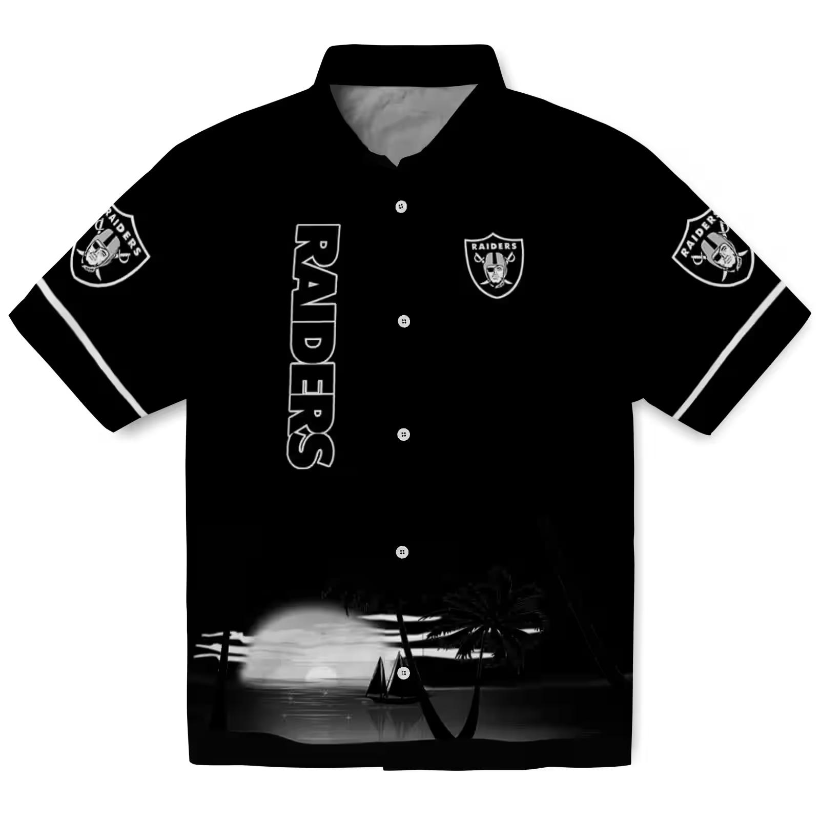 Las Vegas Raiders Beach Sunset Black Hawaiian Shirt