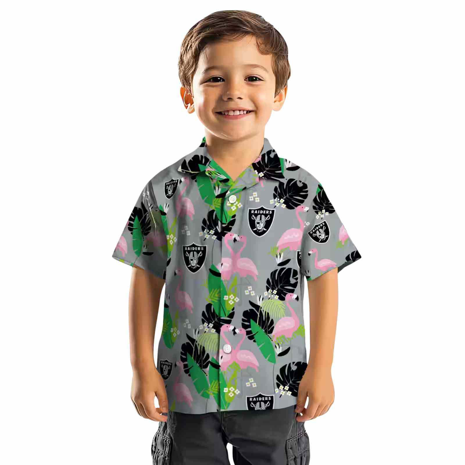 las vegas raiders flamingo foliage black green hawaiian shirt top rated