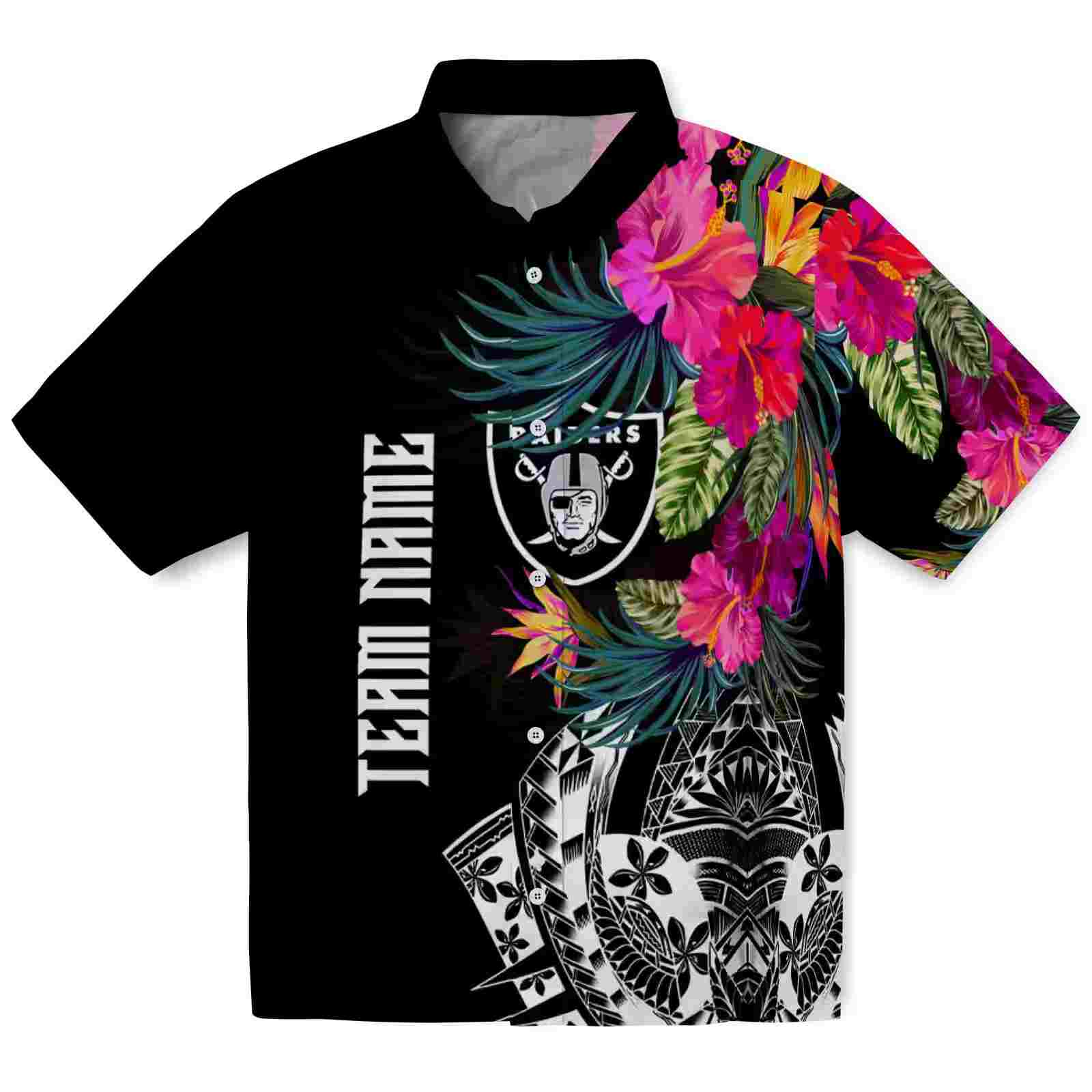 las vegas raiders floral polynesian black hawaiian shirt best selling