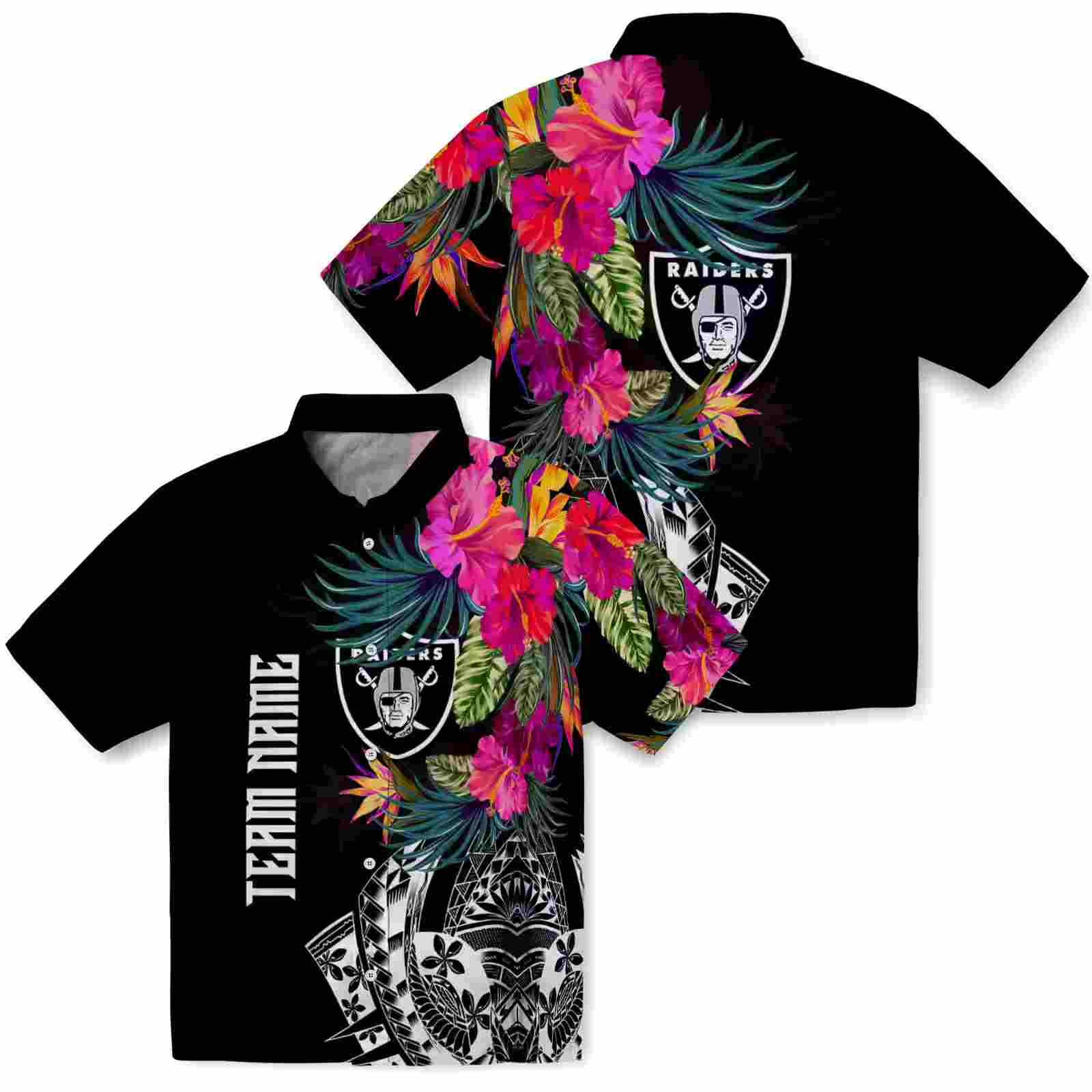 las vegas raiders floral polynesian black hawaiian shirt high quality