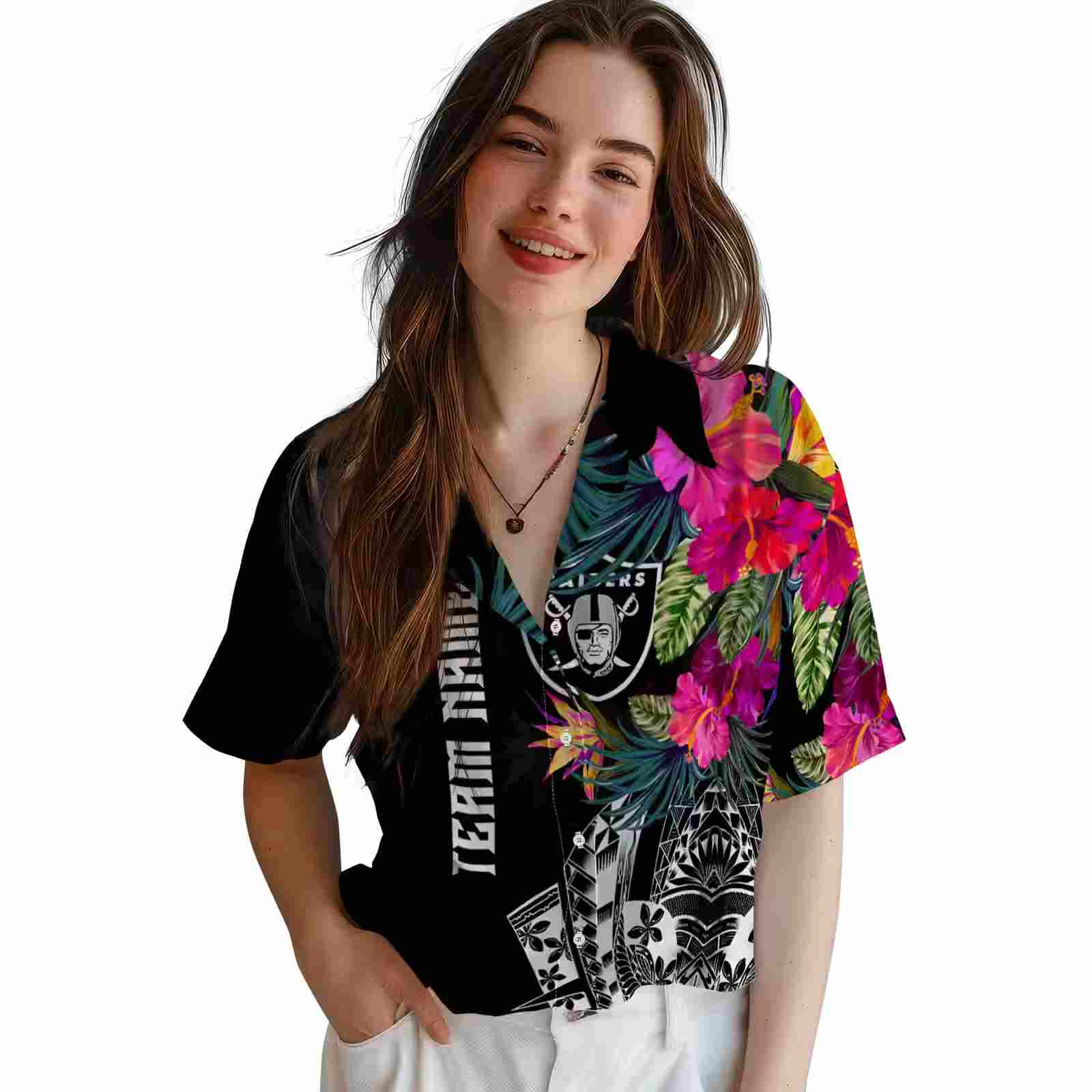 las vegas raiders floral polynesian black hawaiian shirt latest model