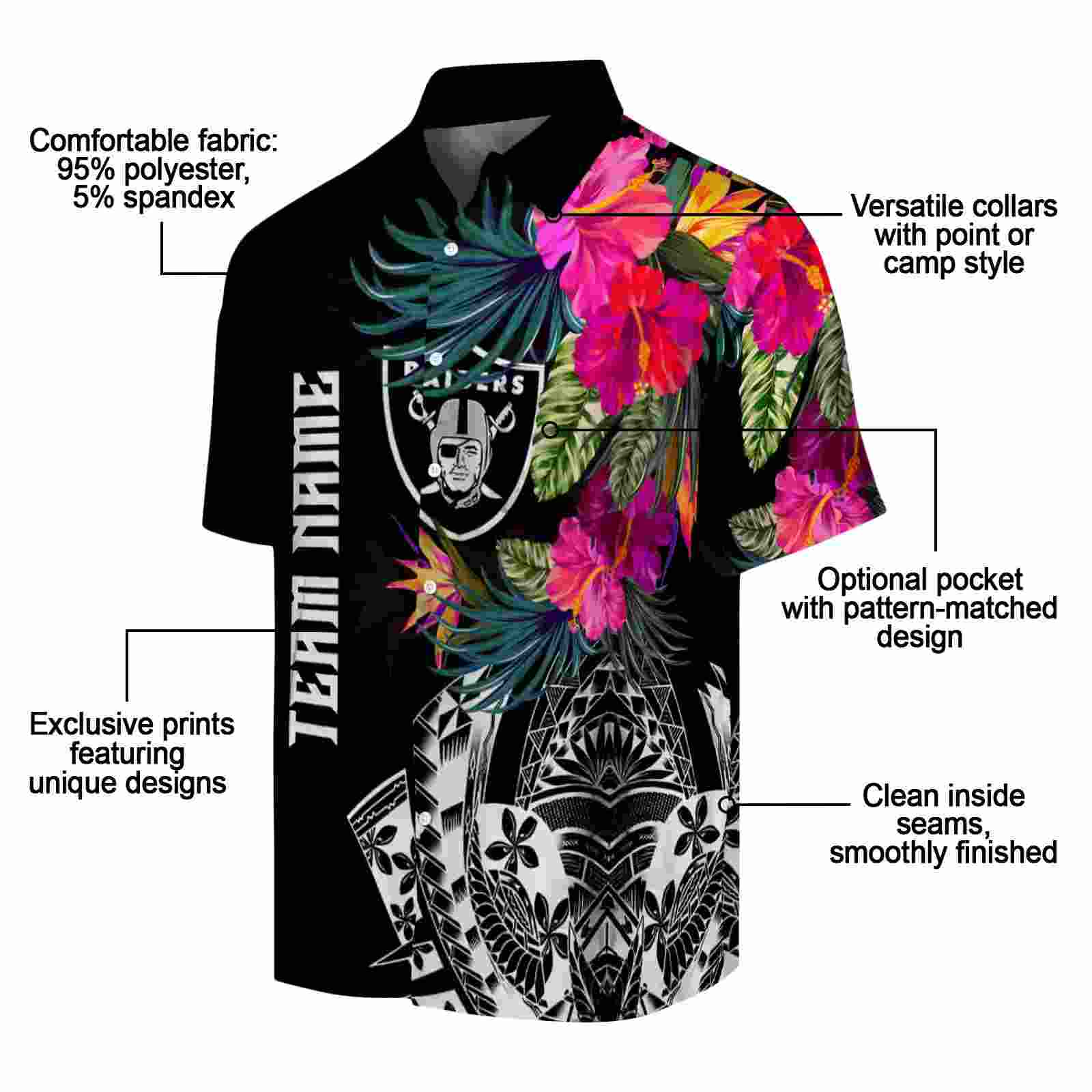 las vegas raiders floral polynesian black hawaiian shirt new arrival