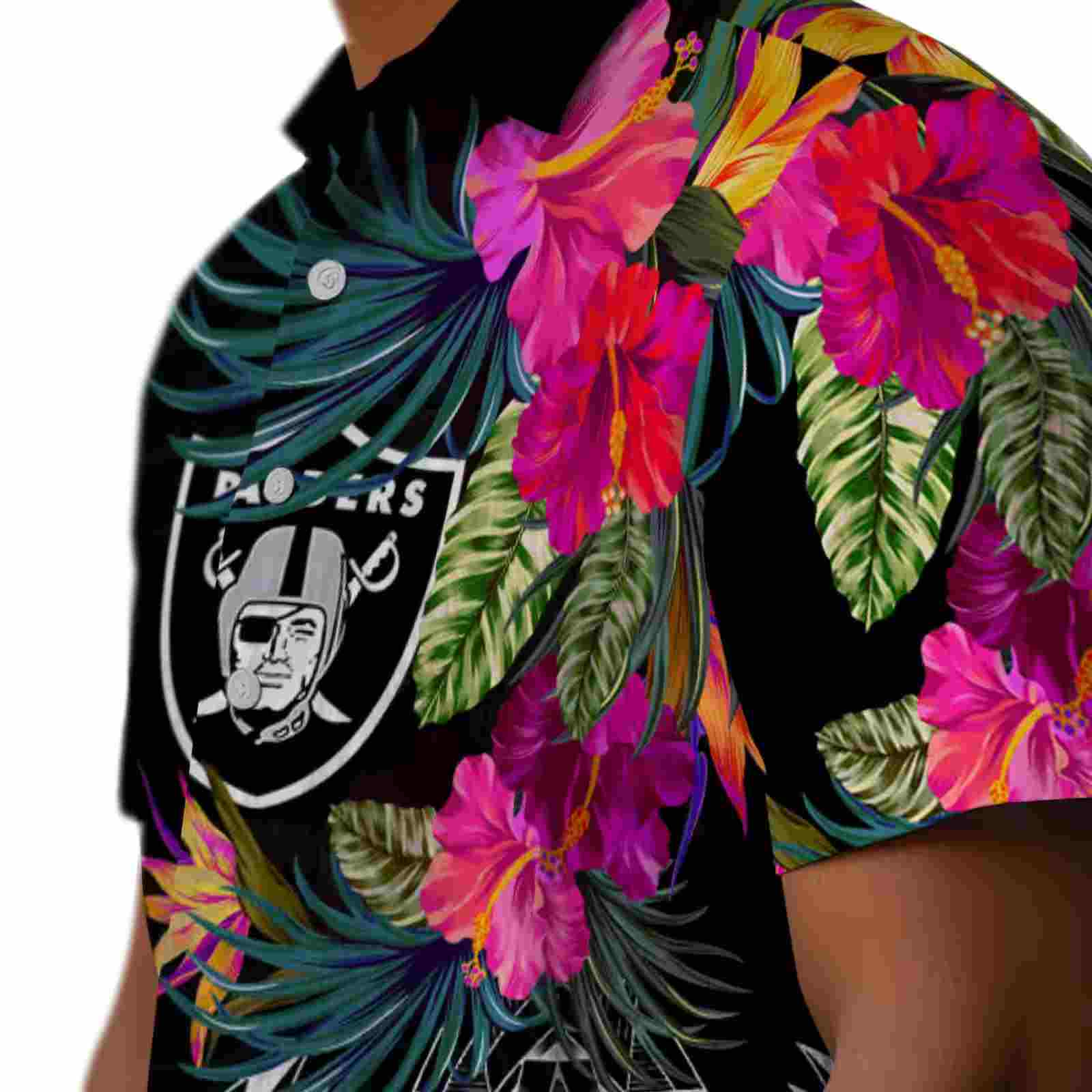 las vegas raiders floral polynesian black hawaiian shirt trendy