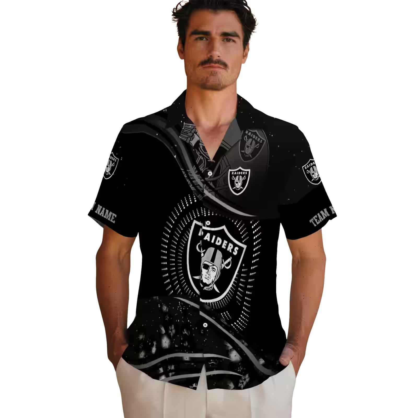 las vegas raiders football wave black hawaiian shirt fashion forward