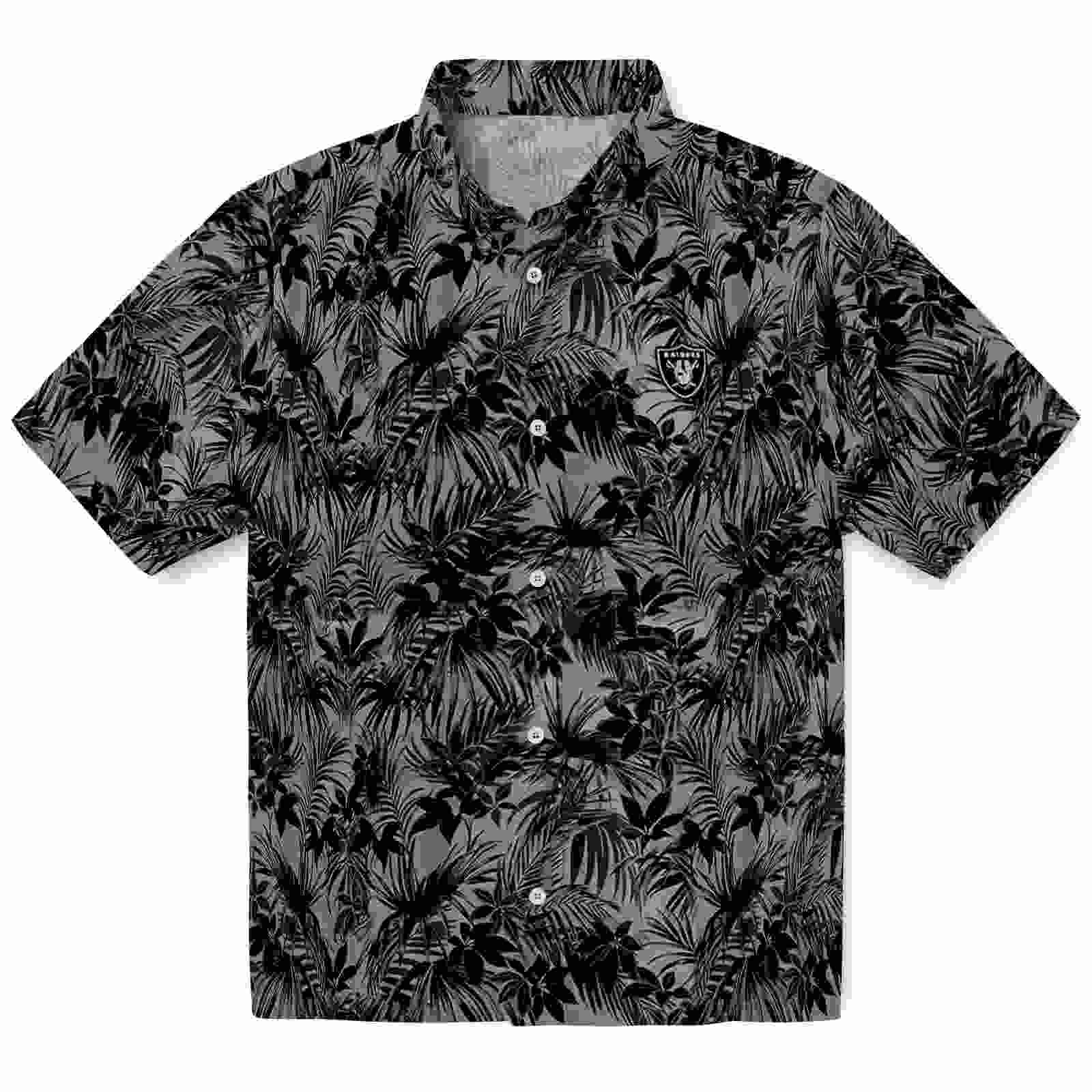 las vegas raiders leafy pattern black hawaiian shirt best selling