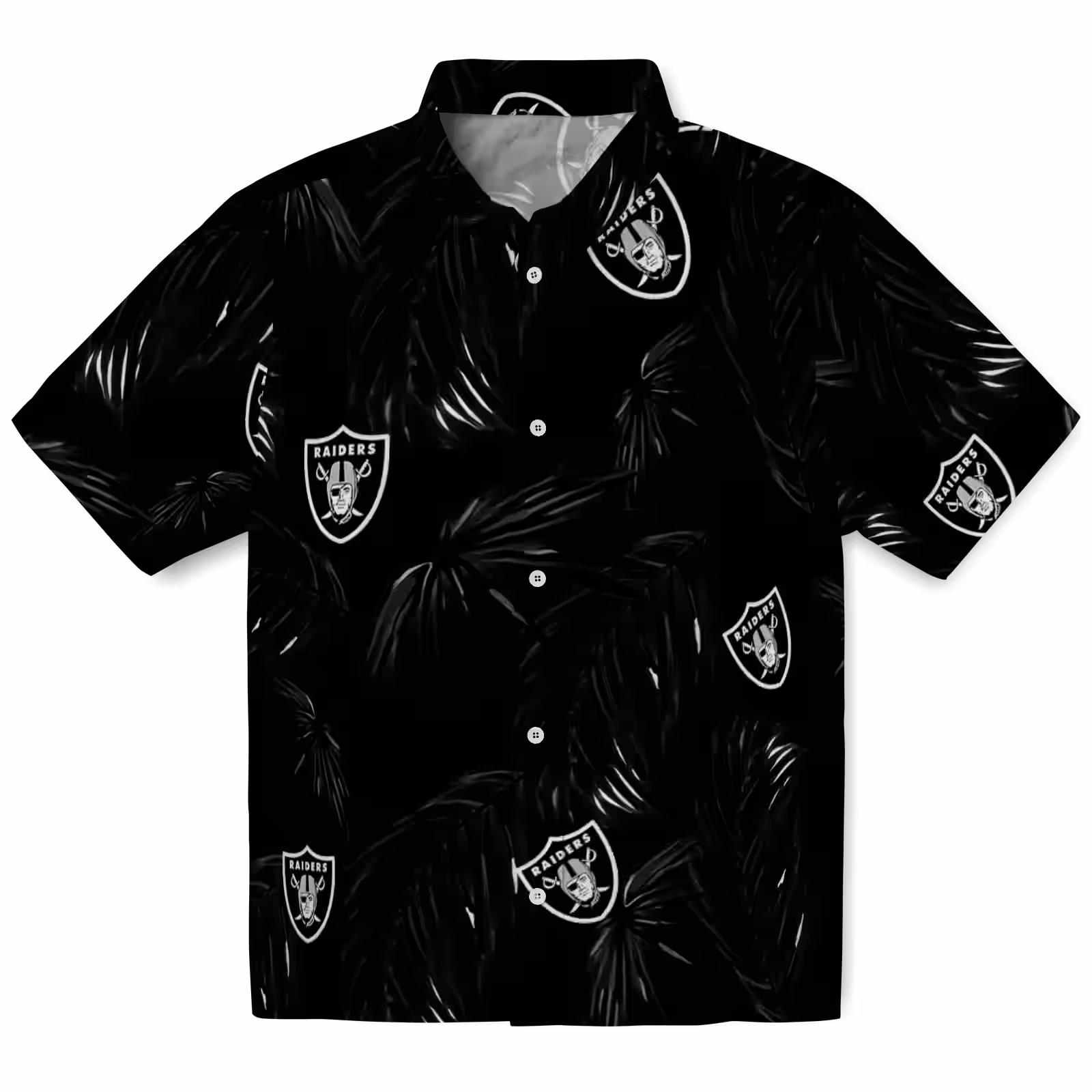 las vegas raiders palm leaf black hawaiian shirt best selling