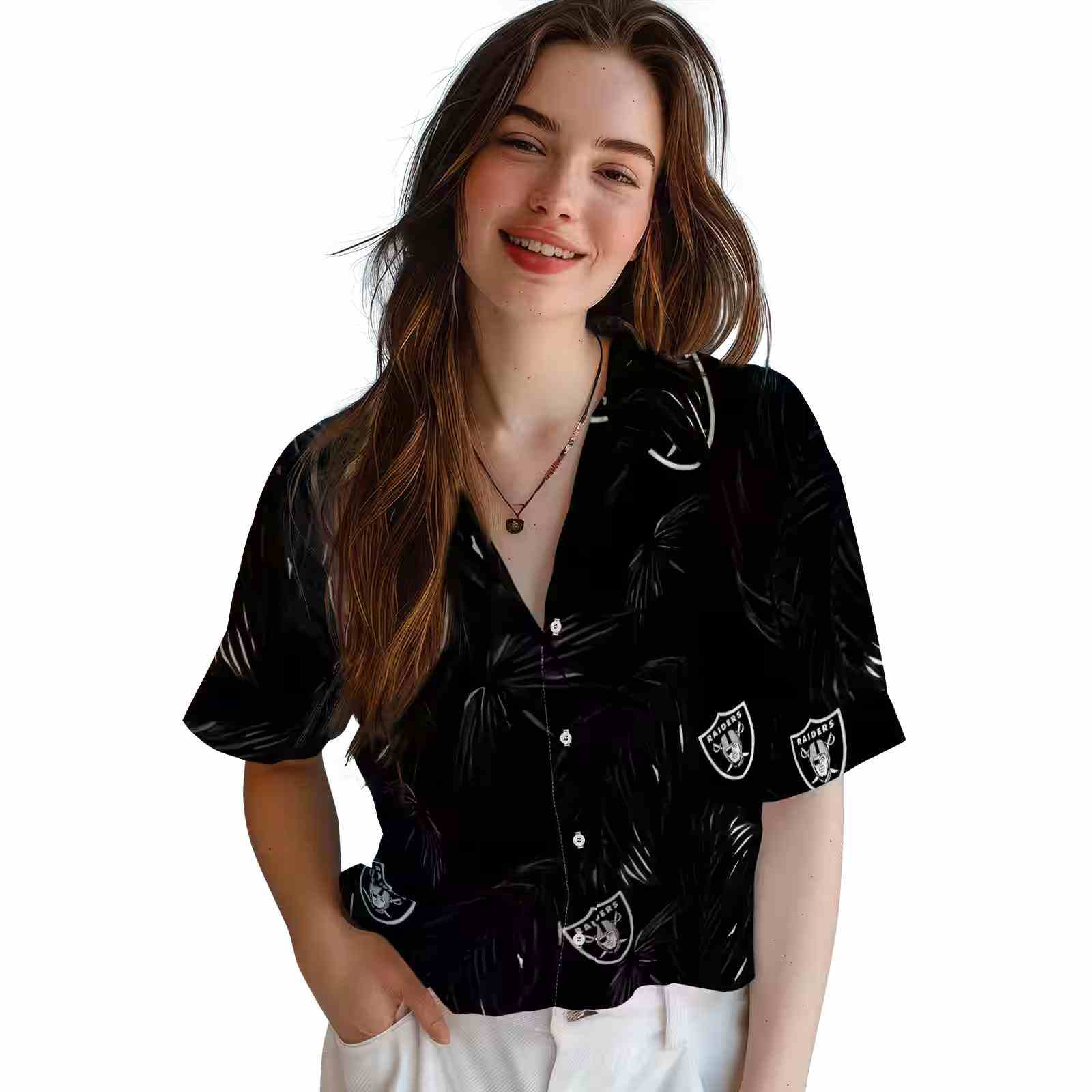 las vegas raiders palm leaf black hawaiian shirt latest model