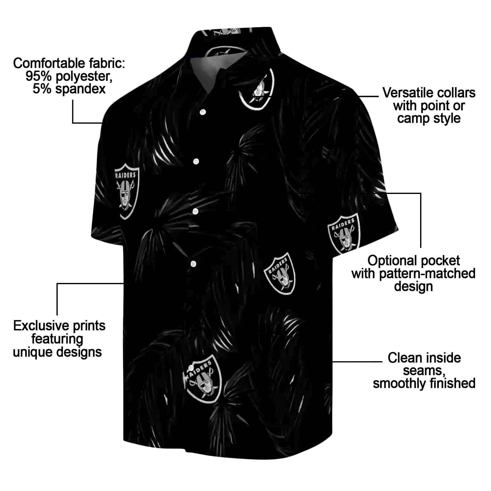 las vegas raiders palm leaf black hawaiian shirt new arrival