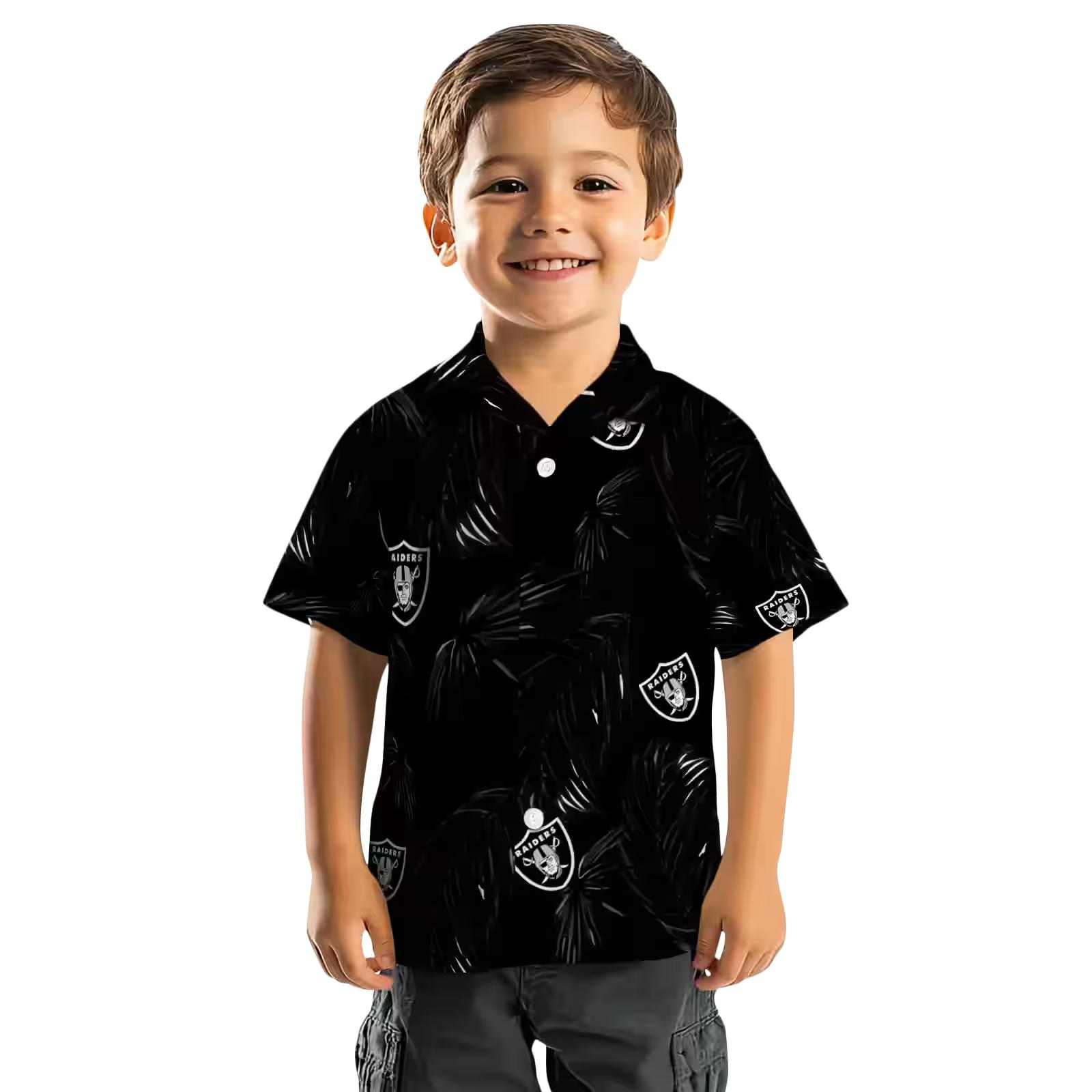 las vegas raiders palm leaf black hawaiian shirt top rated