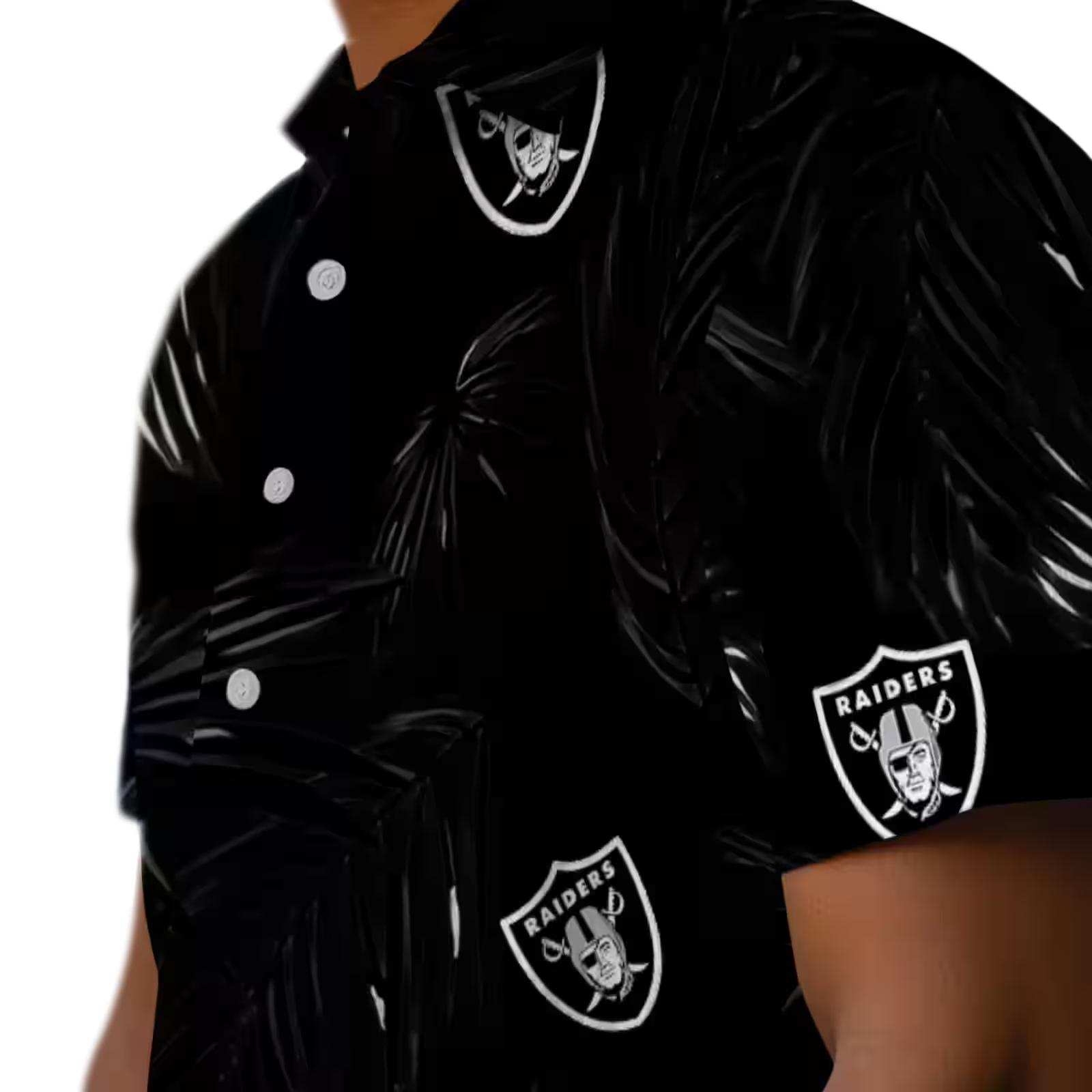 las vegas raiders palm leaf black hawaiian shirt trendy