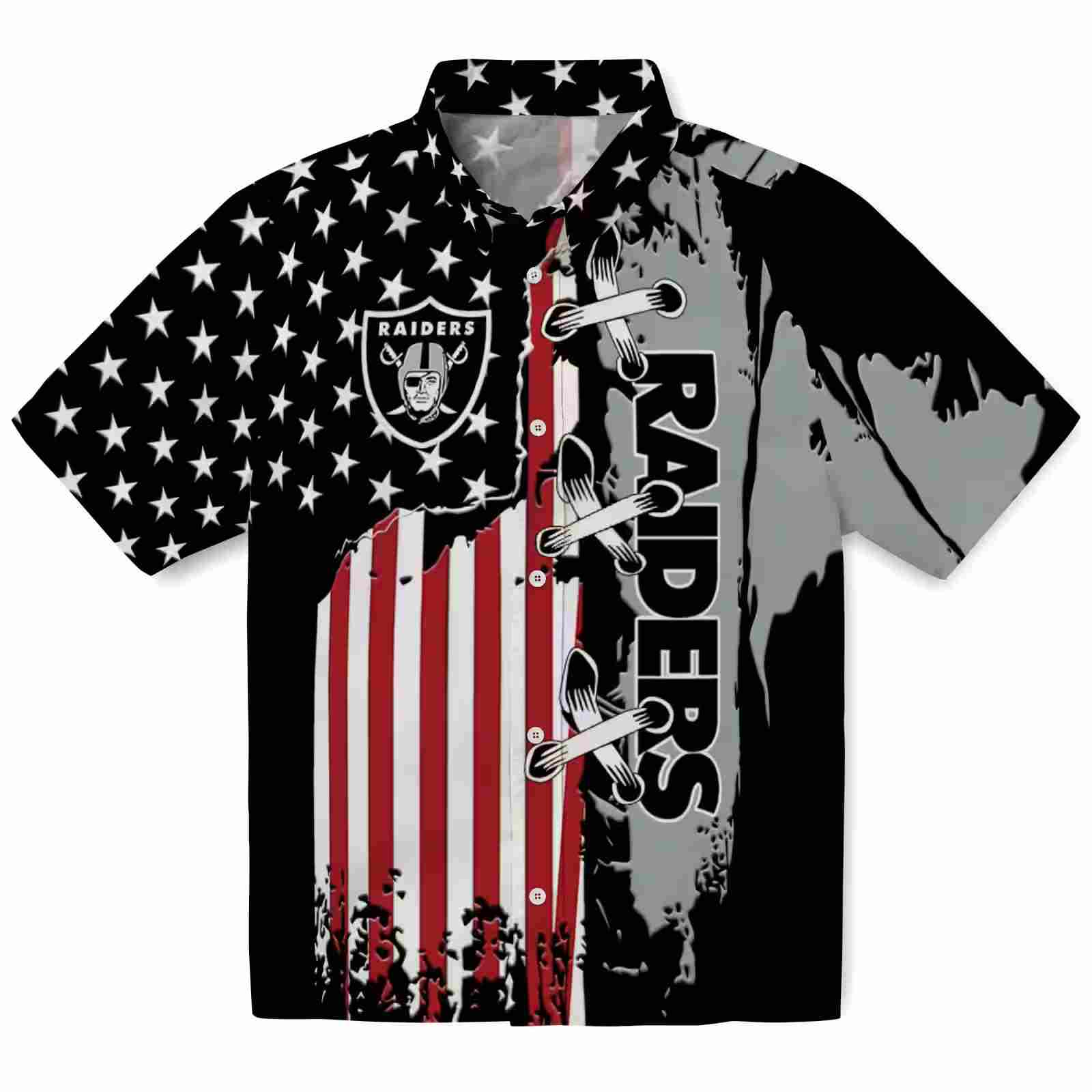 las vegas raiders stitched flag black hawaiian shirt best selling