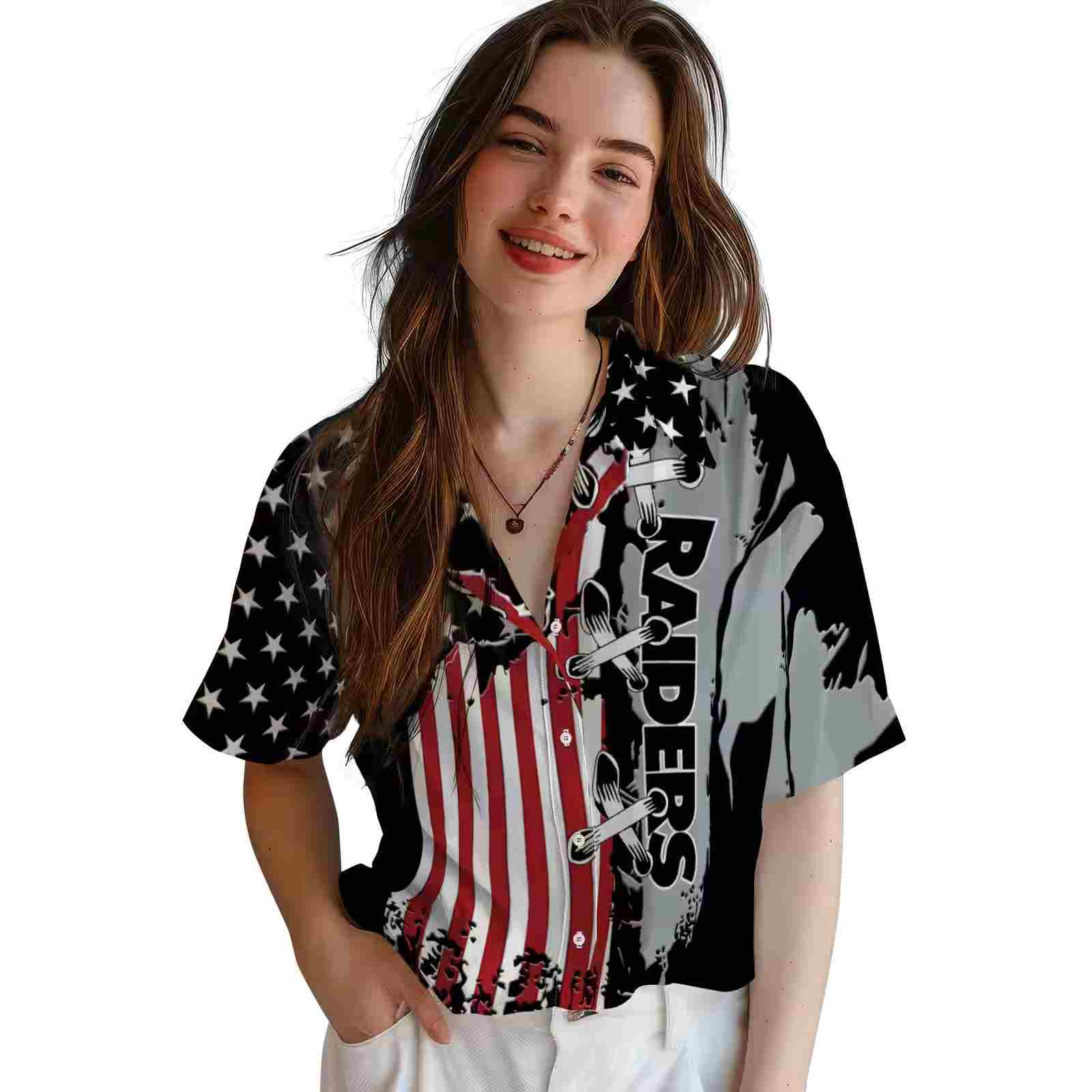 las vegas raiders stitched flag black hawaiian shirt latest model