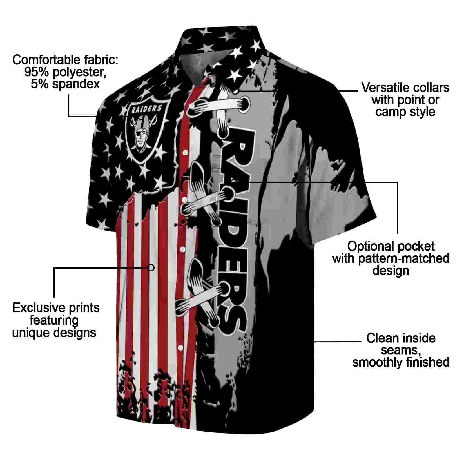 las vegas raiders stitched flag black hawaiian shirt new arrival