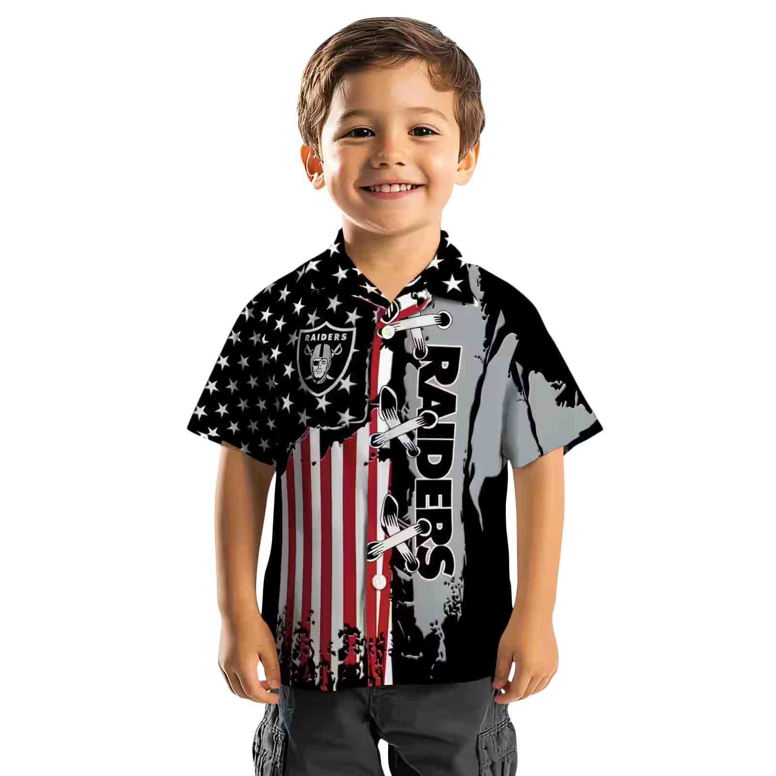 las vegas raiders stitched flag black hawaiian shirt top rated