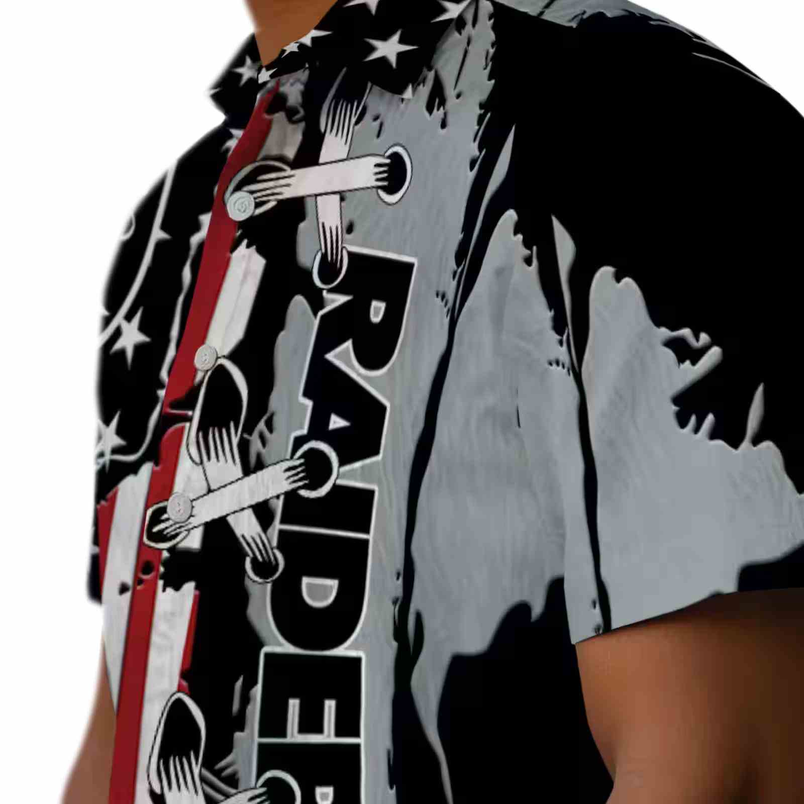 las vegas raiders stitched flag black hawaiian shirt trendy