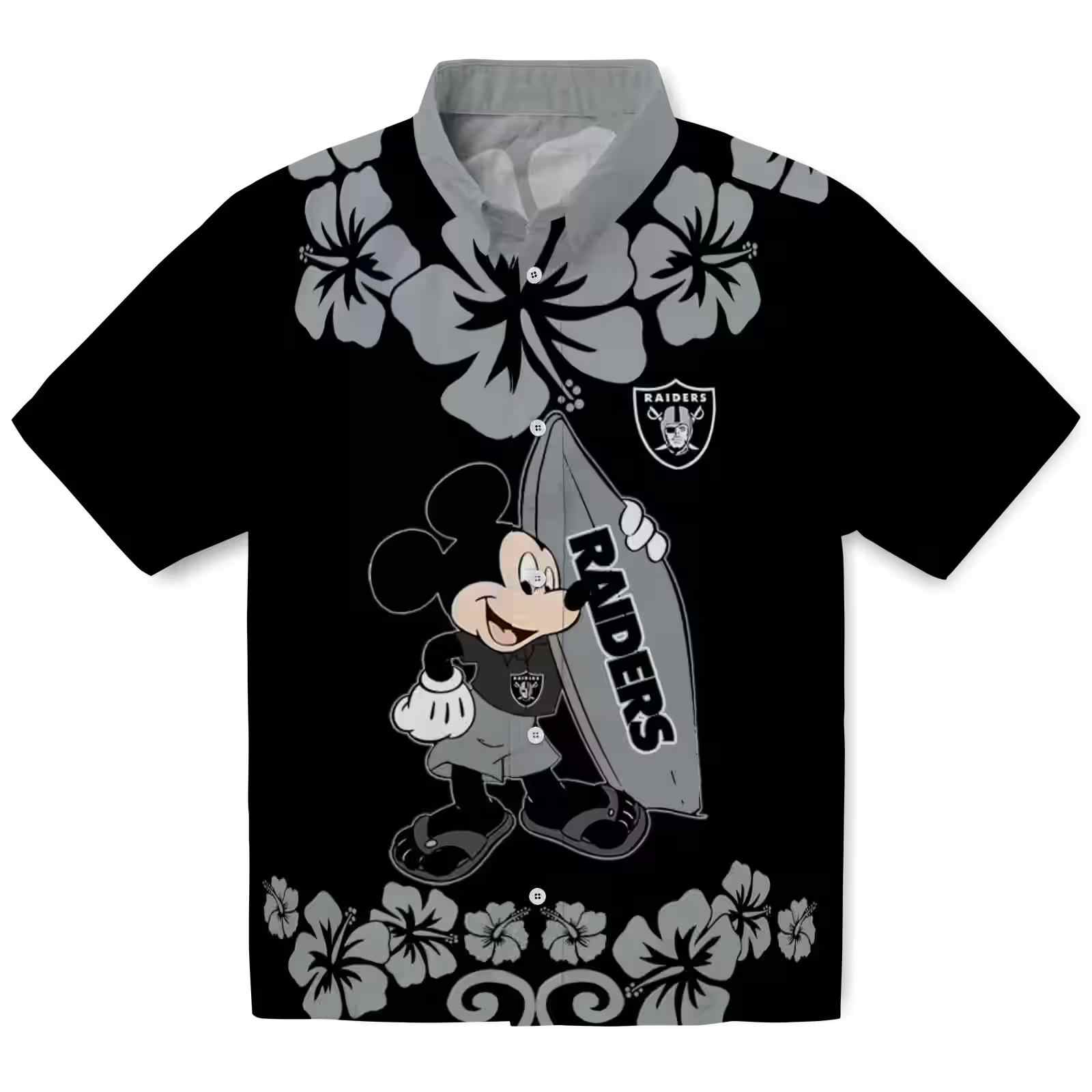 las vegas raiders surfing mickey black hawaiian shirt best selling