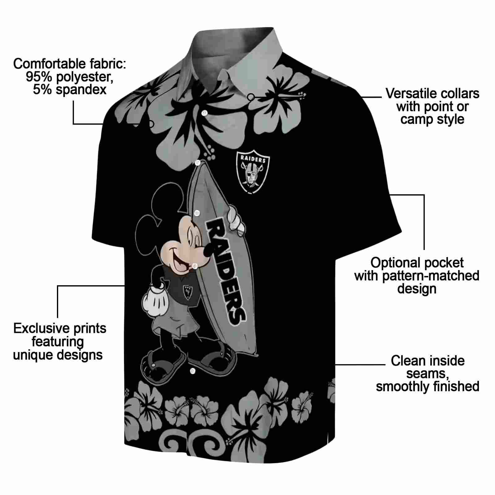 las vegas raiders surfing mickey black hawaiian shirt new arrival